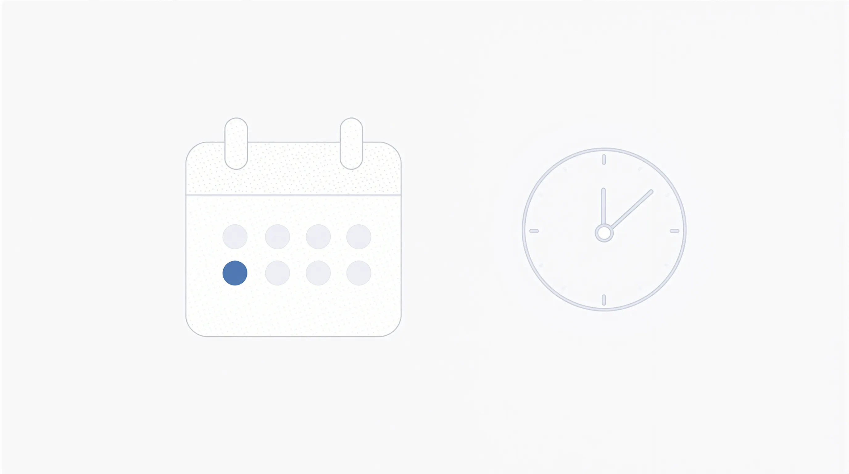 Minimal calendar and clock icon representing reserved funds waiting period.