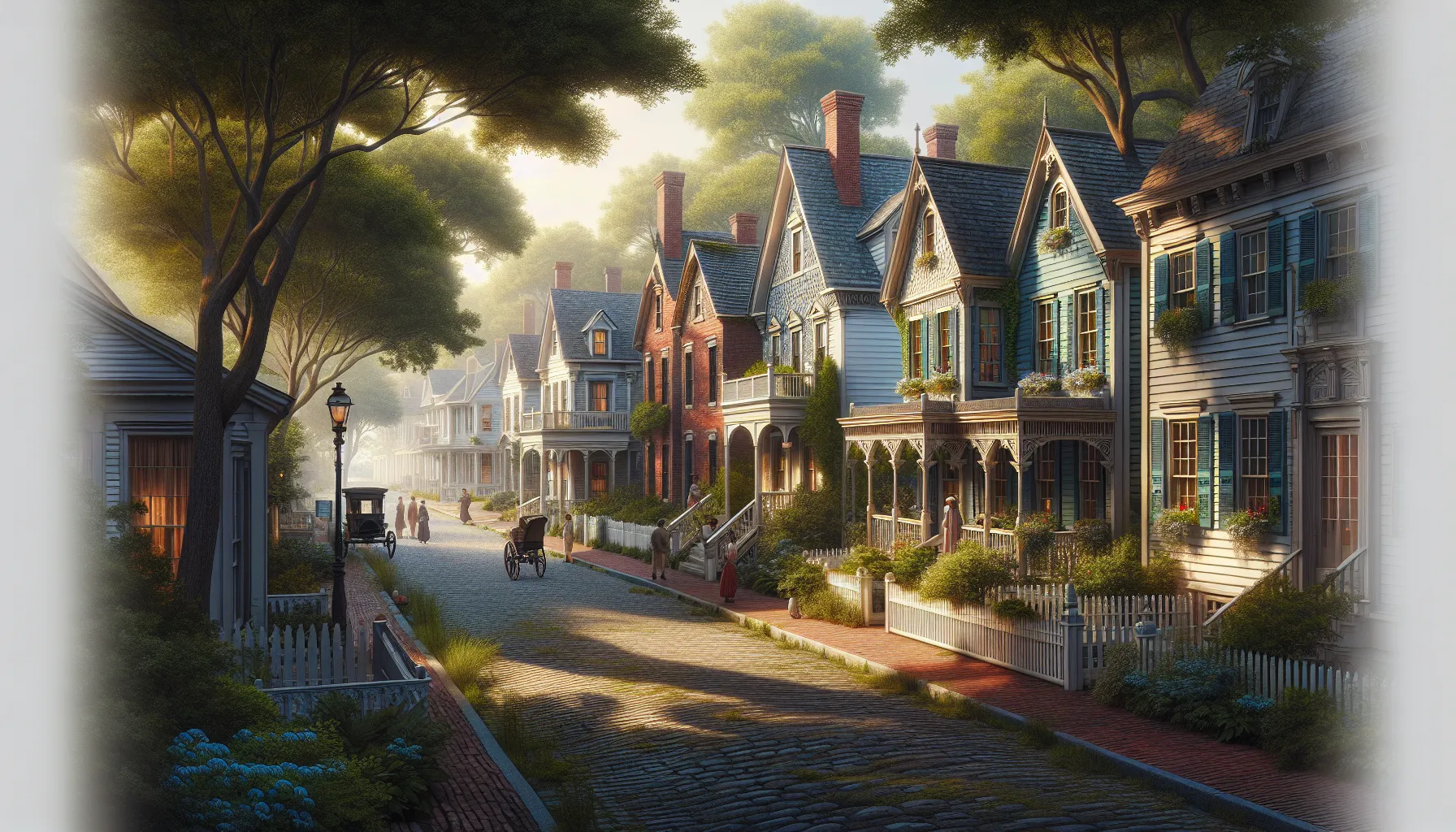 Historic cottages and buildings on a charming street in Mourrdale.