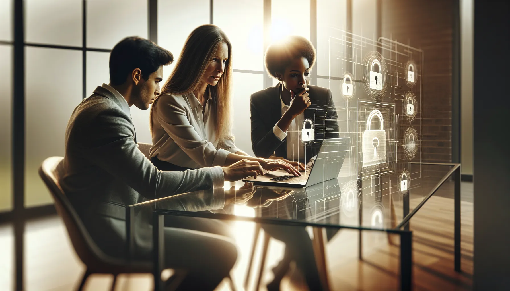 professionals discussing phone number verification in a modern office.