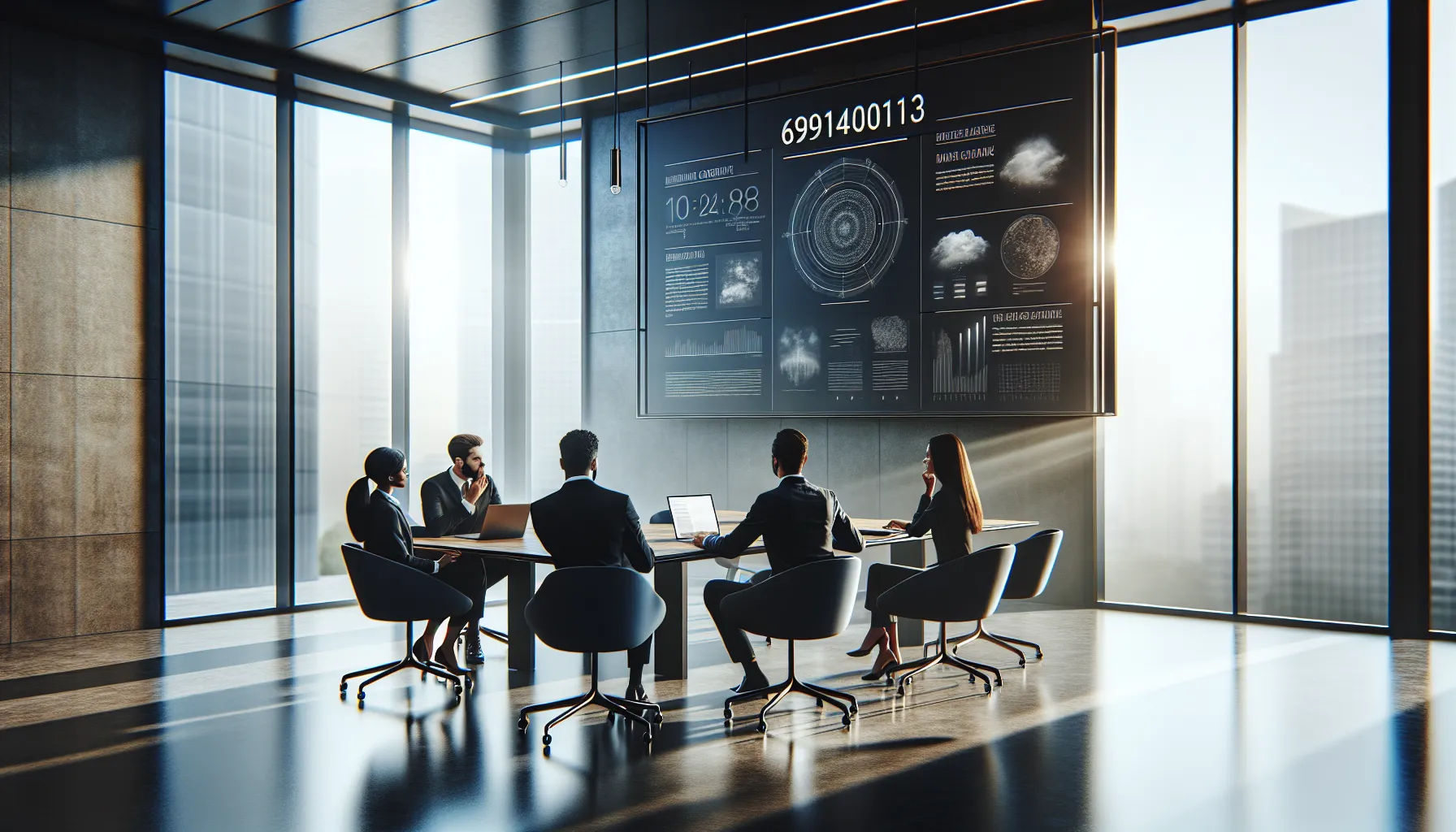 diverse team discussing the significance of a number in a modern office.