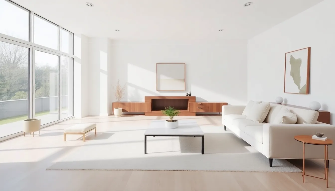 a minimalist living room with clean lines and functional furniture.