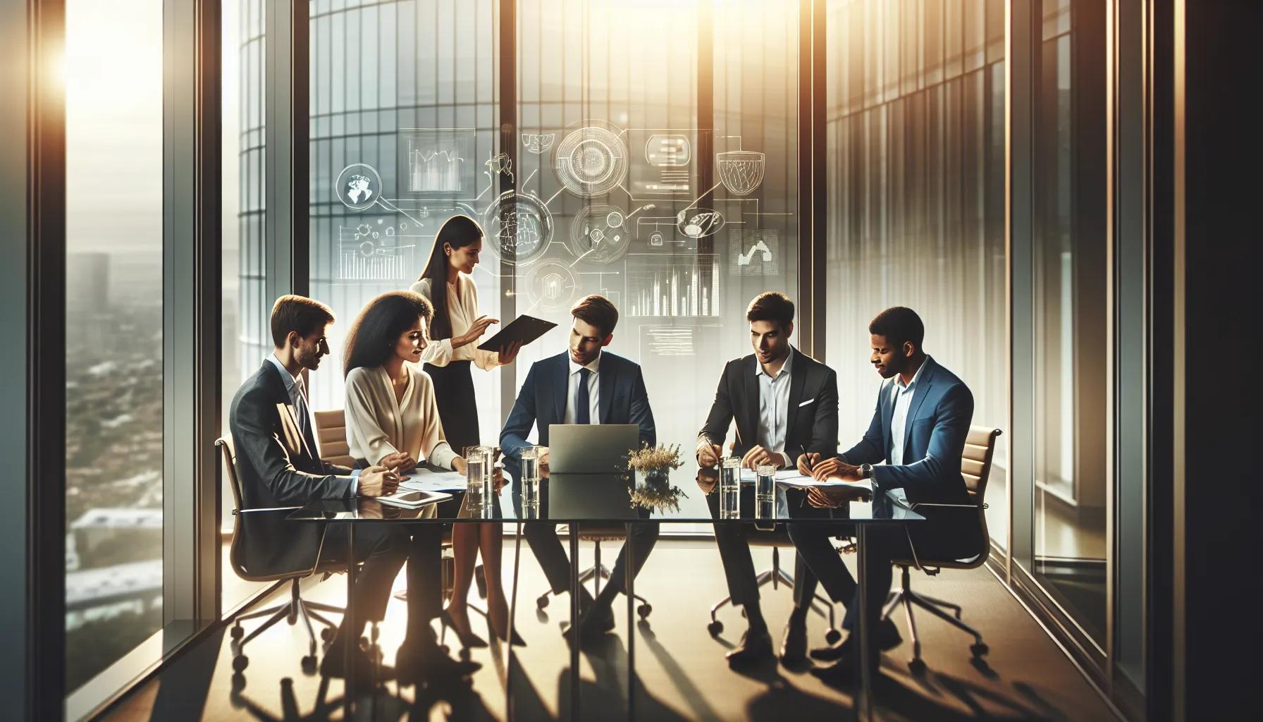 diverse team collaborating in a modern office setting.