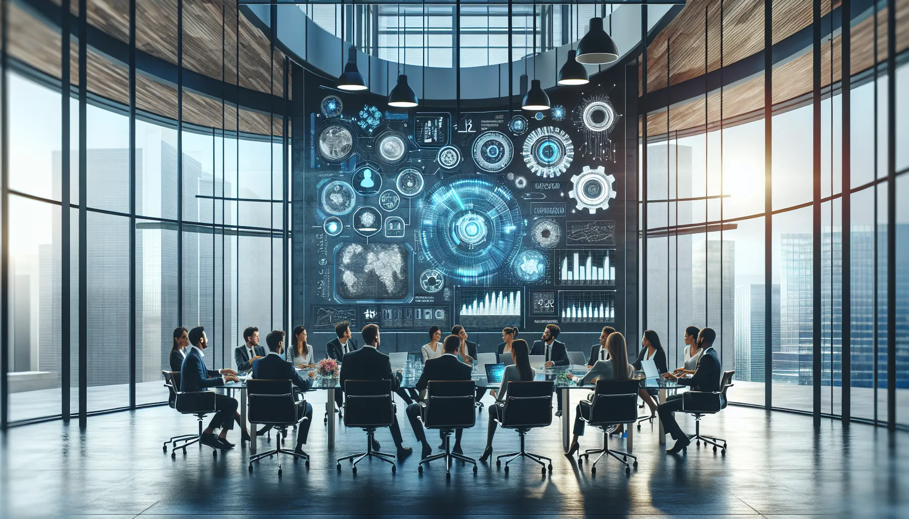 diverse team collaborating in a modern office on operational efficiency.