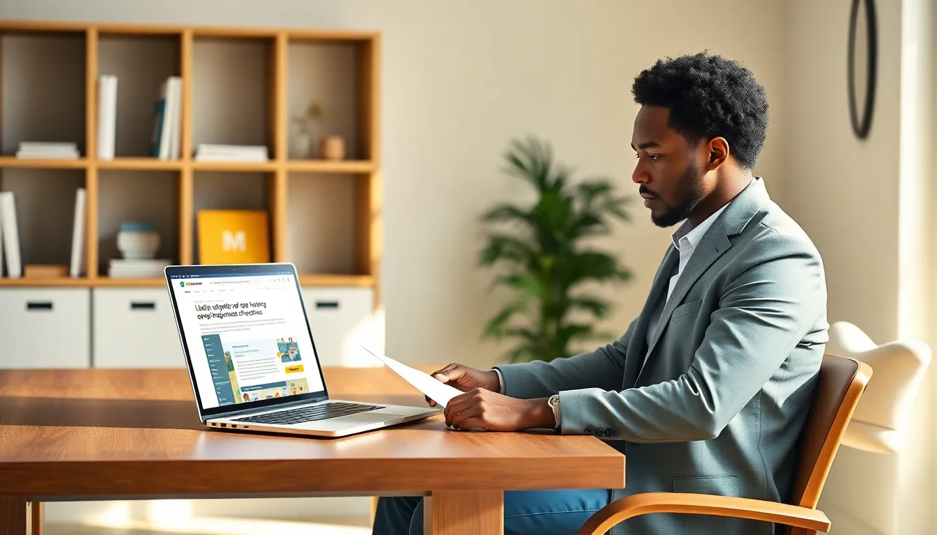 federal employee working in a modern home office setting.