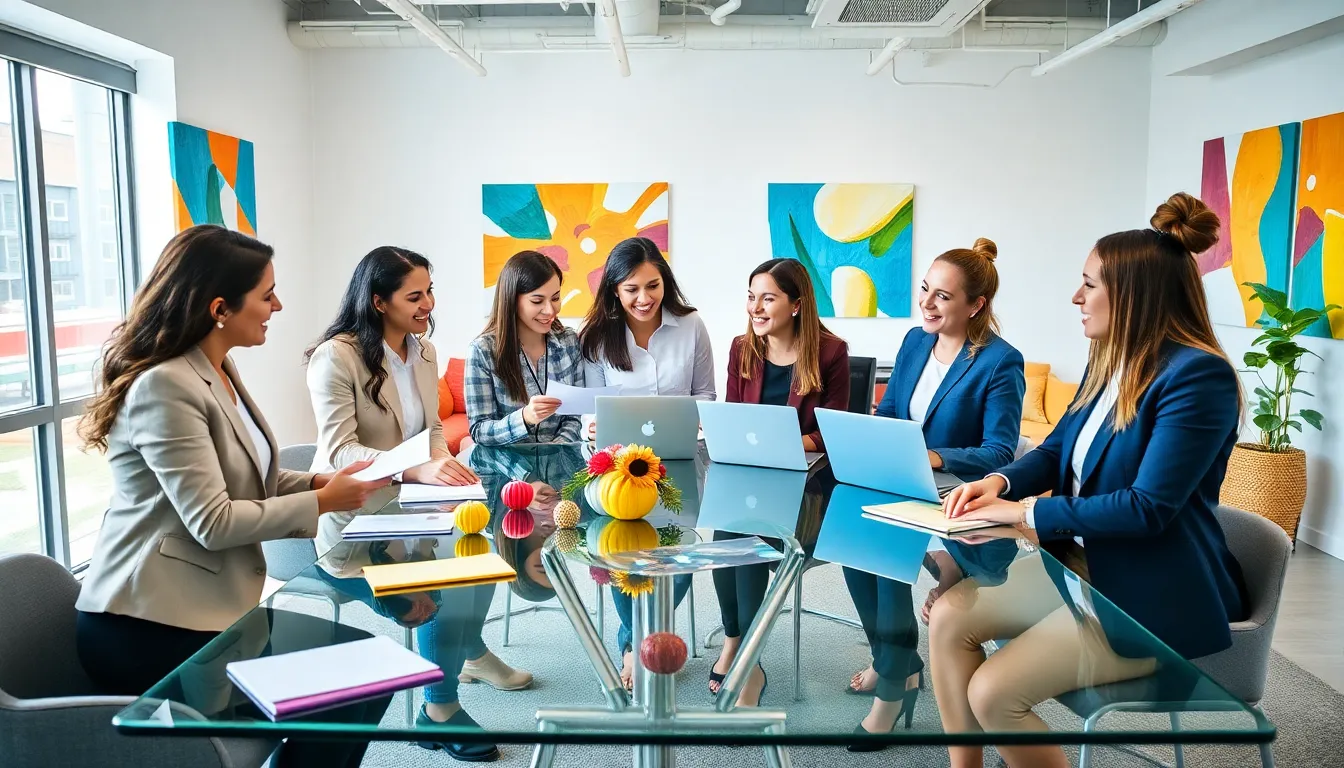 team brainstorming creative event planning ideas in a modern office.