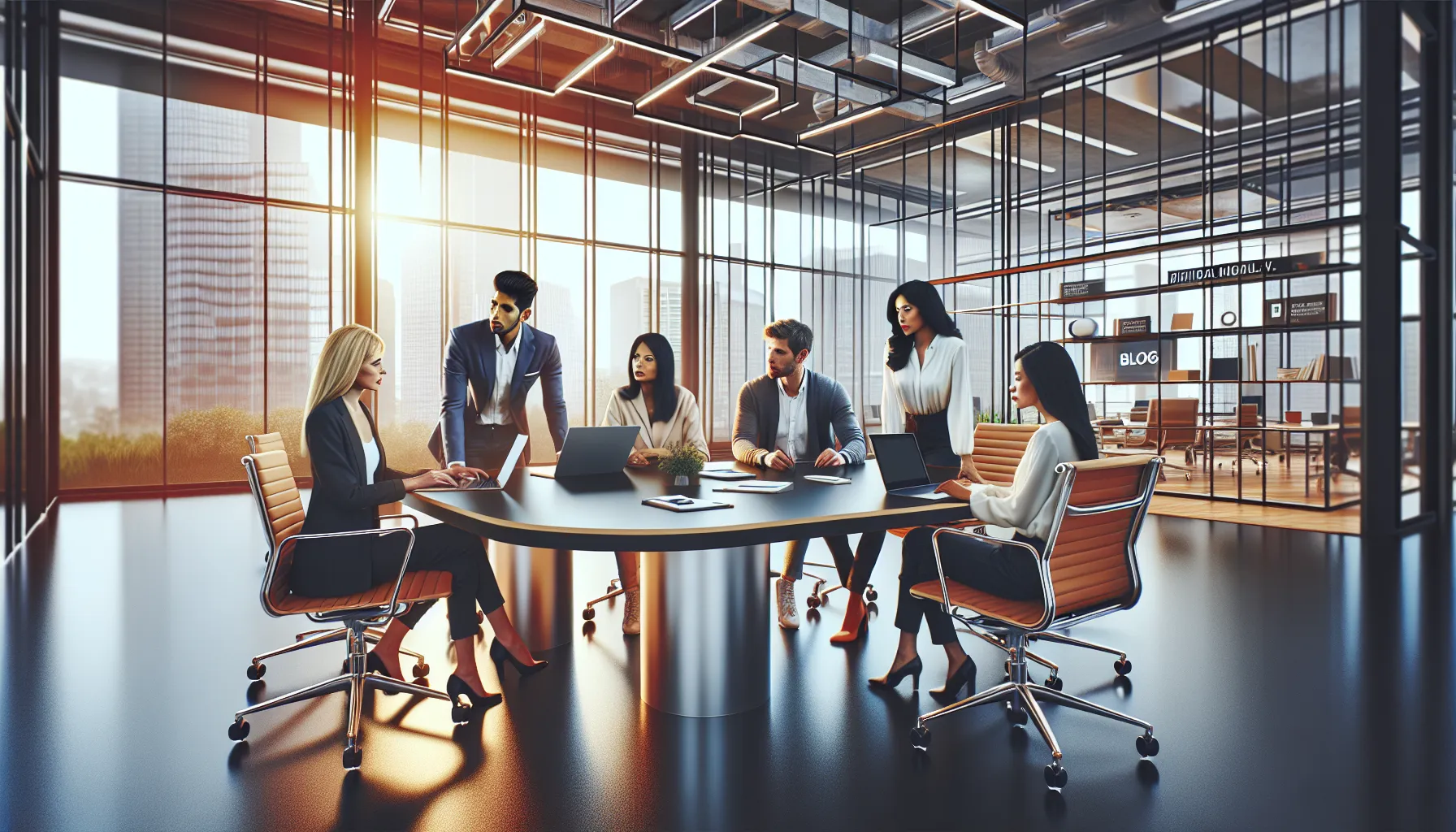 diverse team collaborating in a modern office setting.