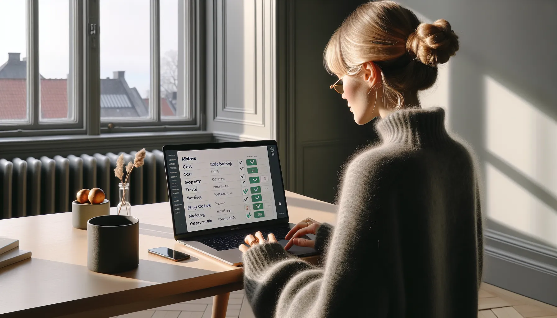 Norwegian professional compares membership clubs on laptop with visible vip benefits.