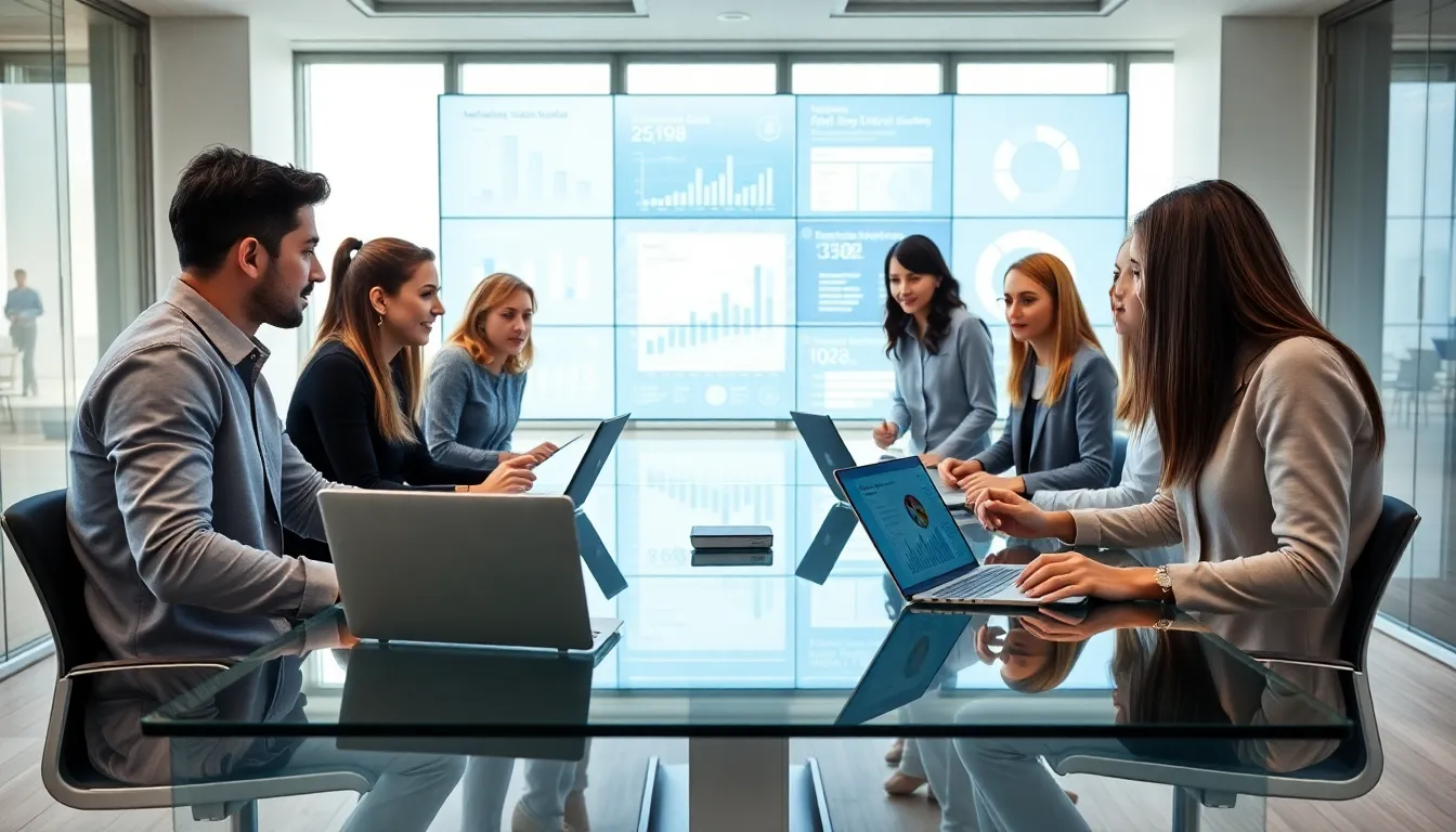 team discussing a user-friendly interface in a modern office.