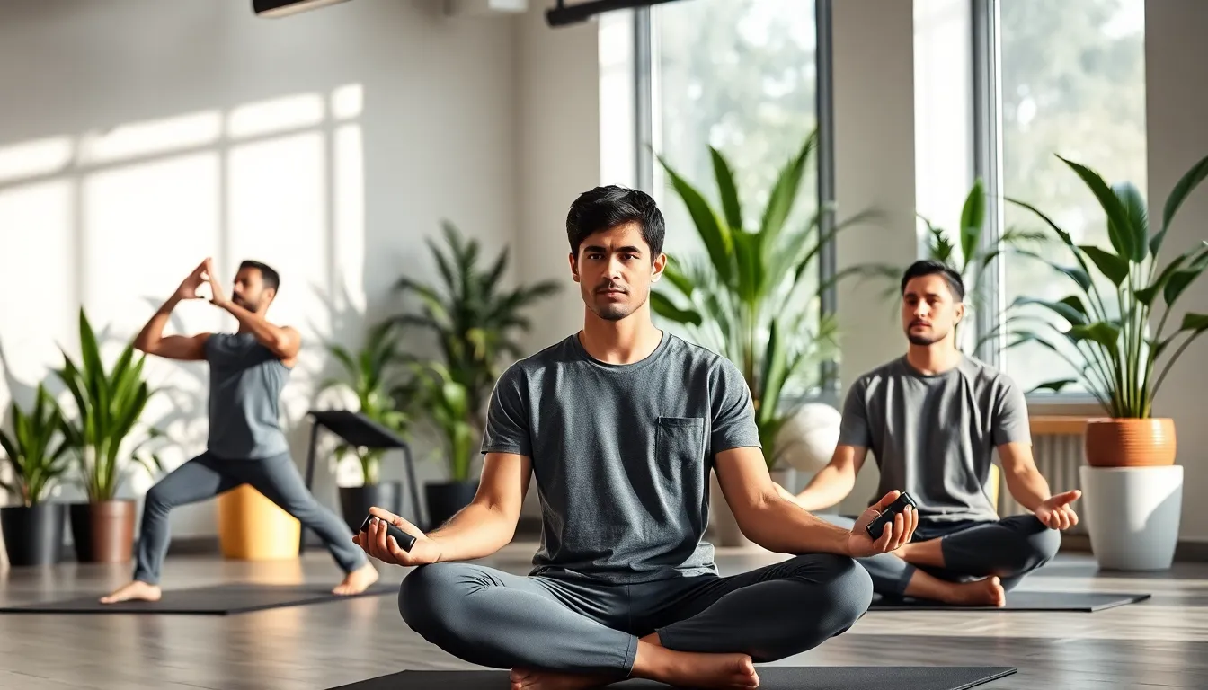 diverse men engaging in activities promoting wellness and mental health.