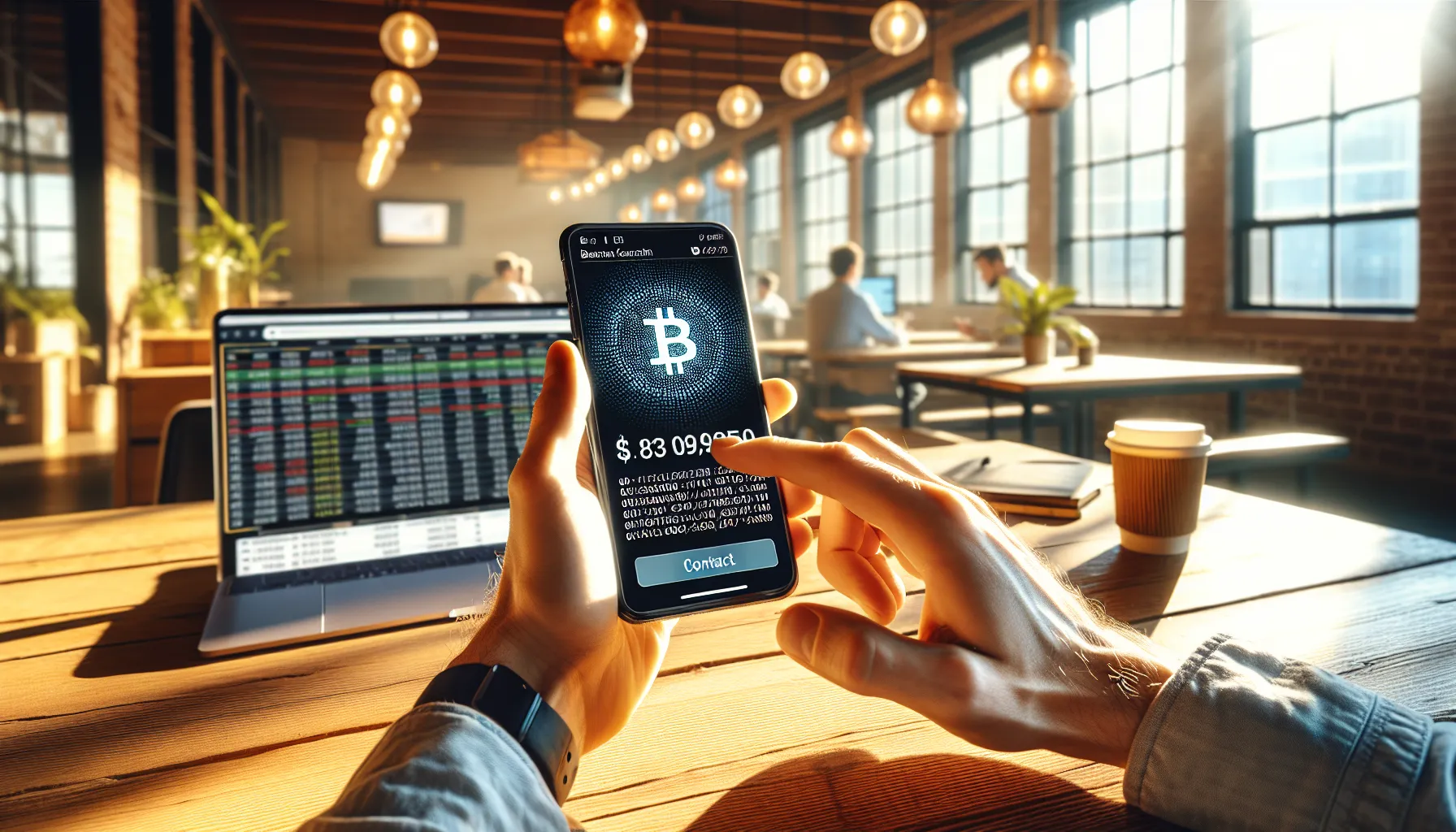 Person verifying PONKE token contract address on smartphone at workspace.