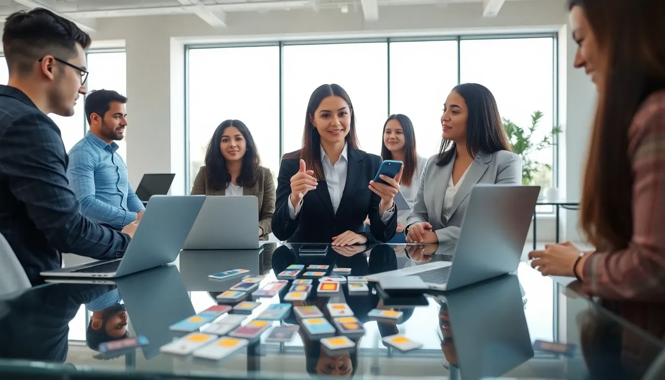 diverse team discussing T-Mobile phone unlocking in a modern office.