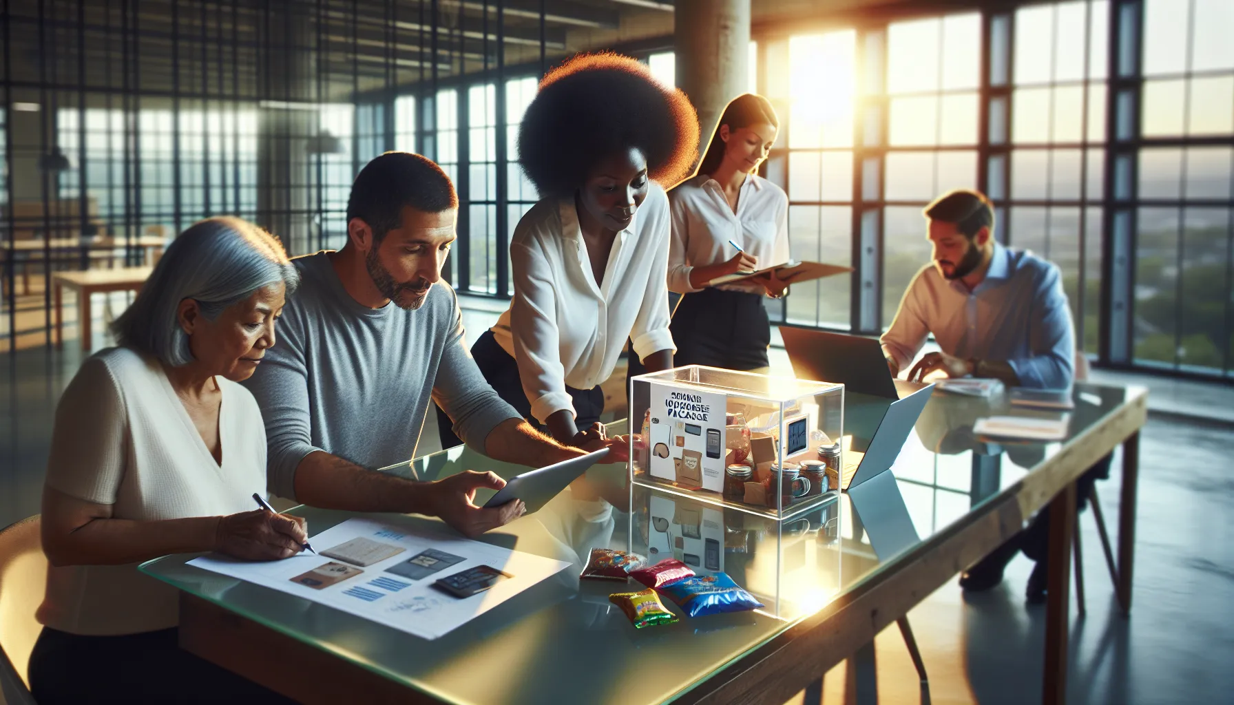 diverse team discussing care package options for prisoners.