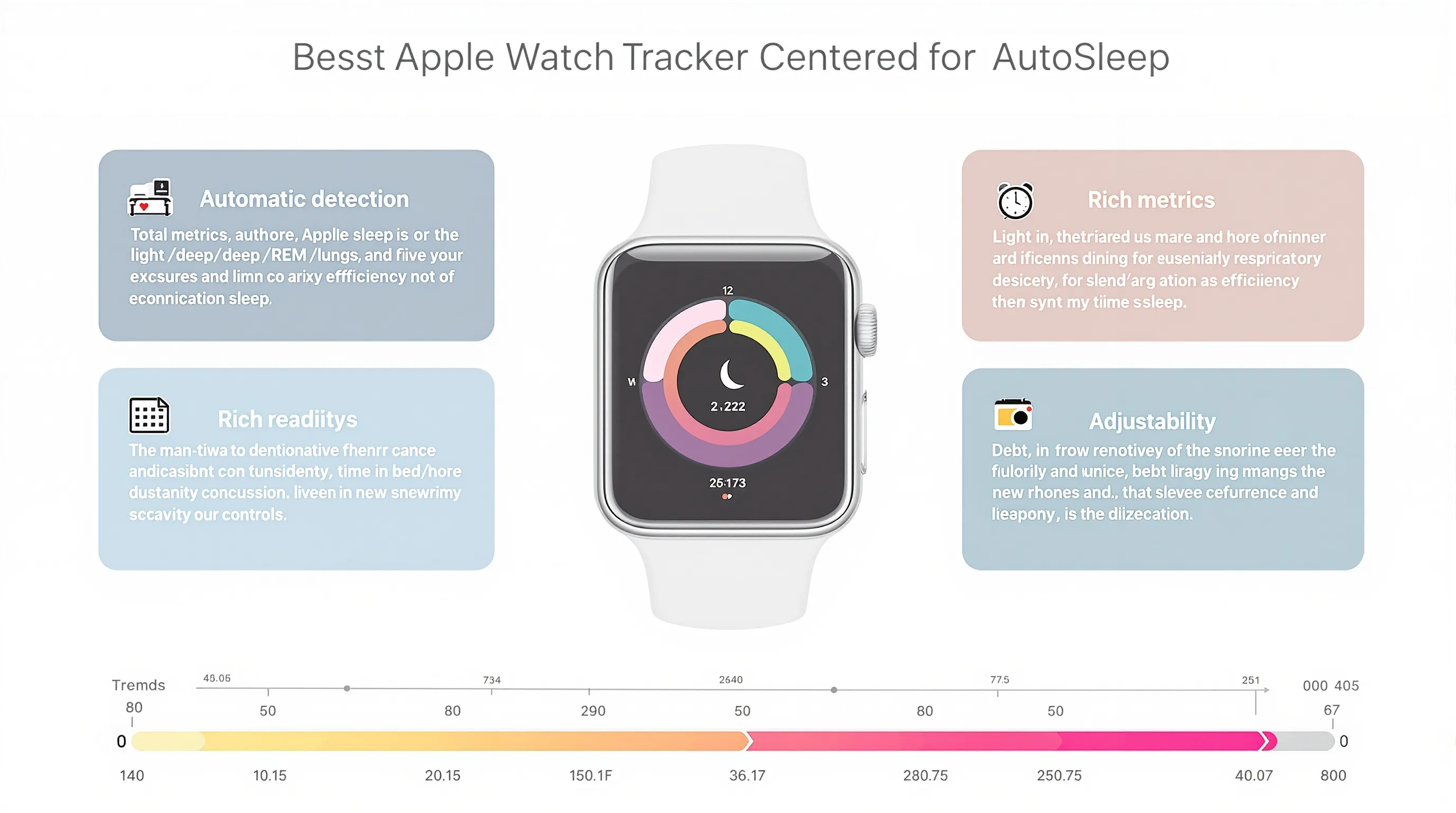 Apple Watch sleep-tracking dashboard showing AutoSleep features, trends, and readiness.