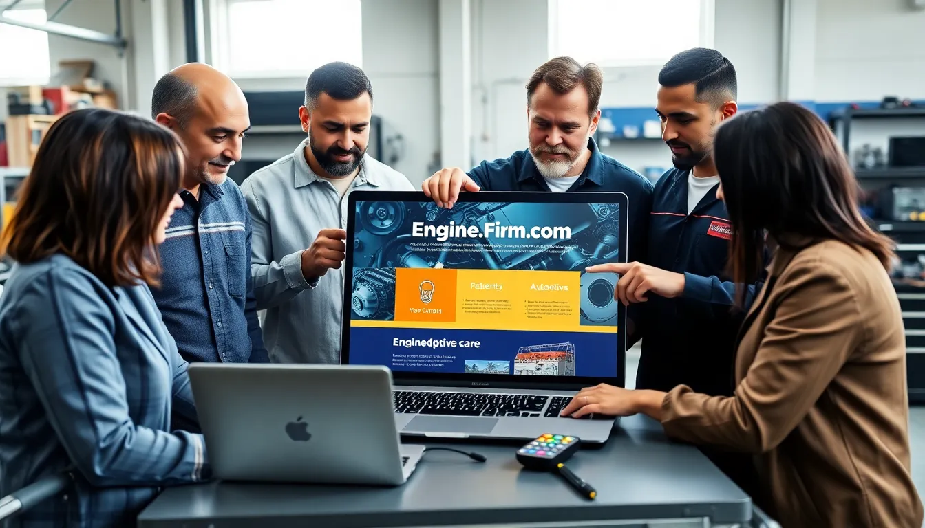 diverse team collaborating over an automotive service website.
