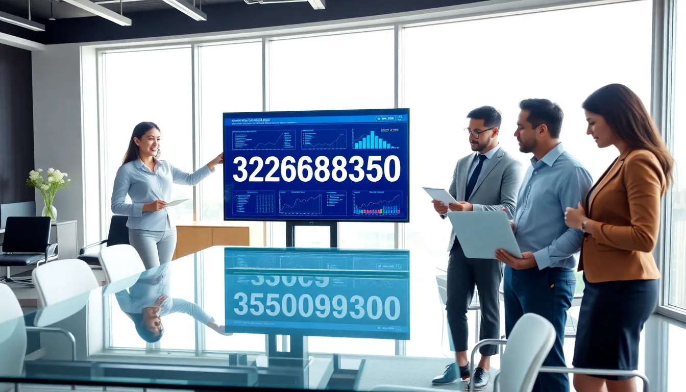 professionals analyzing the significance of identifier '3206883500' in a modern office.