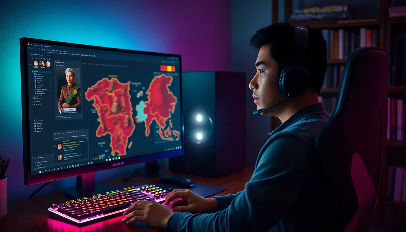 a gamer using Ck2Generator for Crusader Kings II on a desktop.