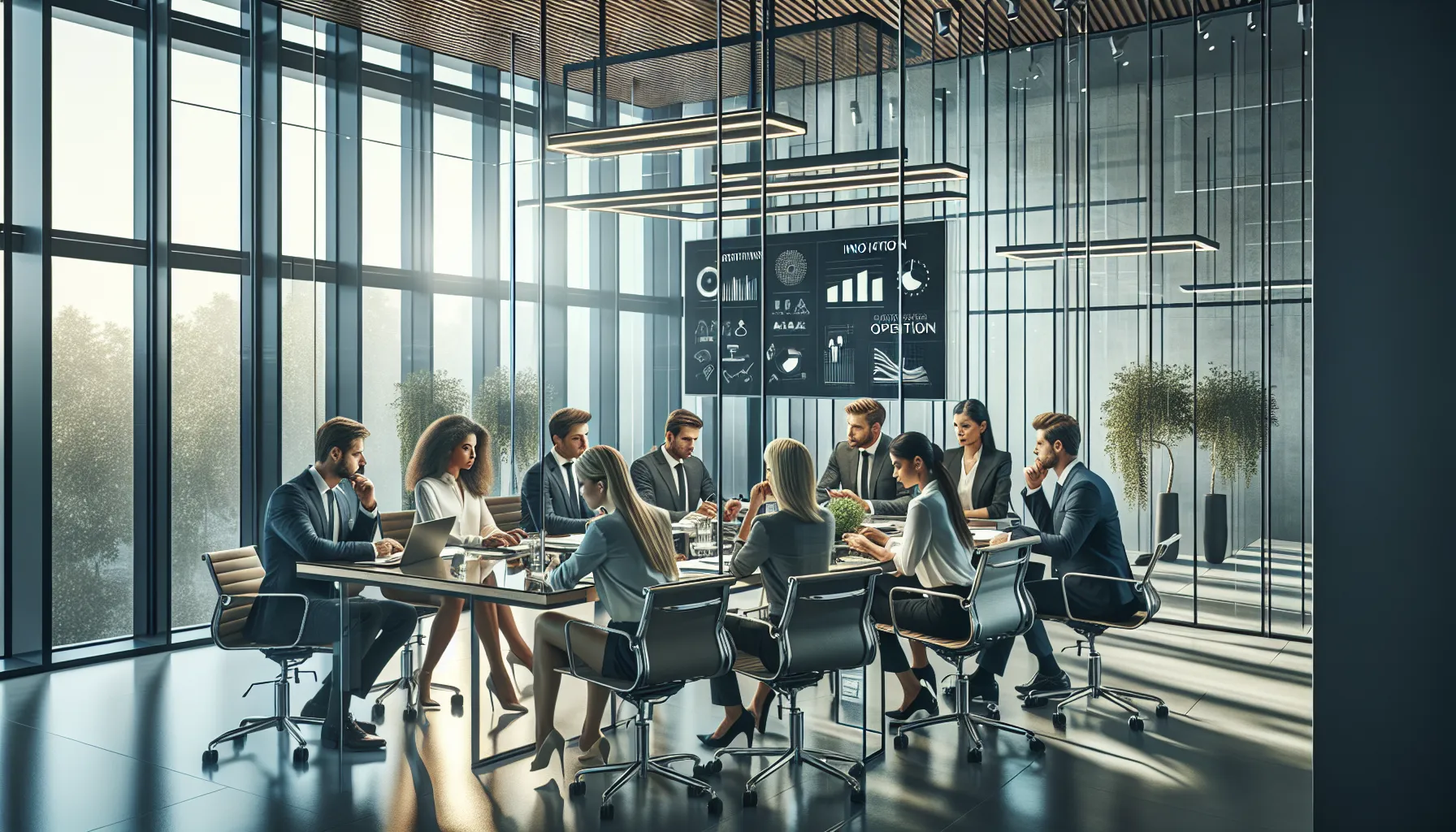 diverse professionals collaborating in a modern conference room.