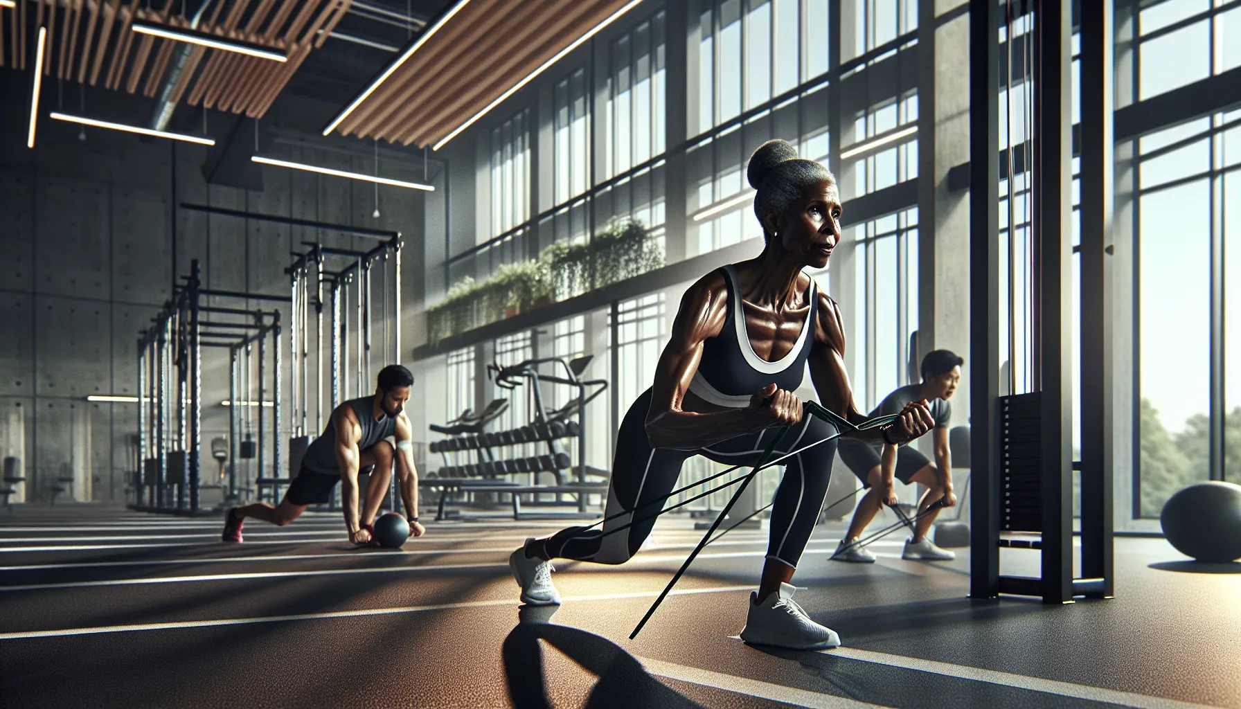 female athlete training in a modern gym, showcasing adaptability in professional sports.