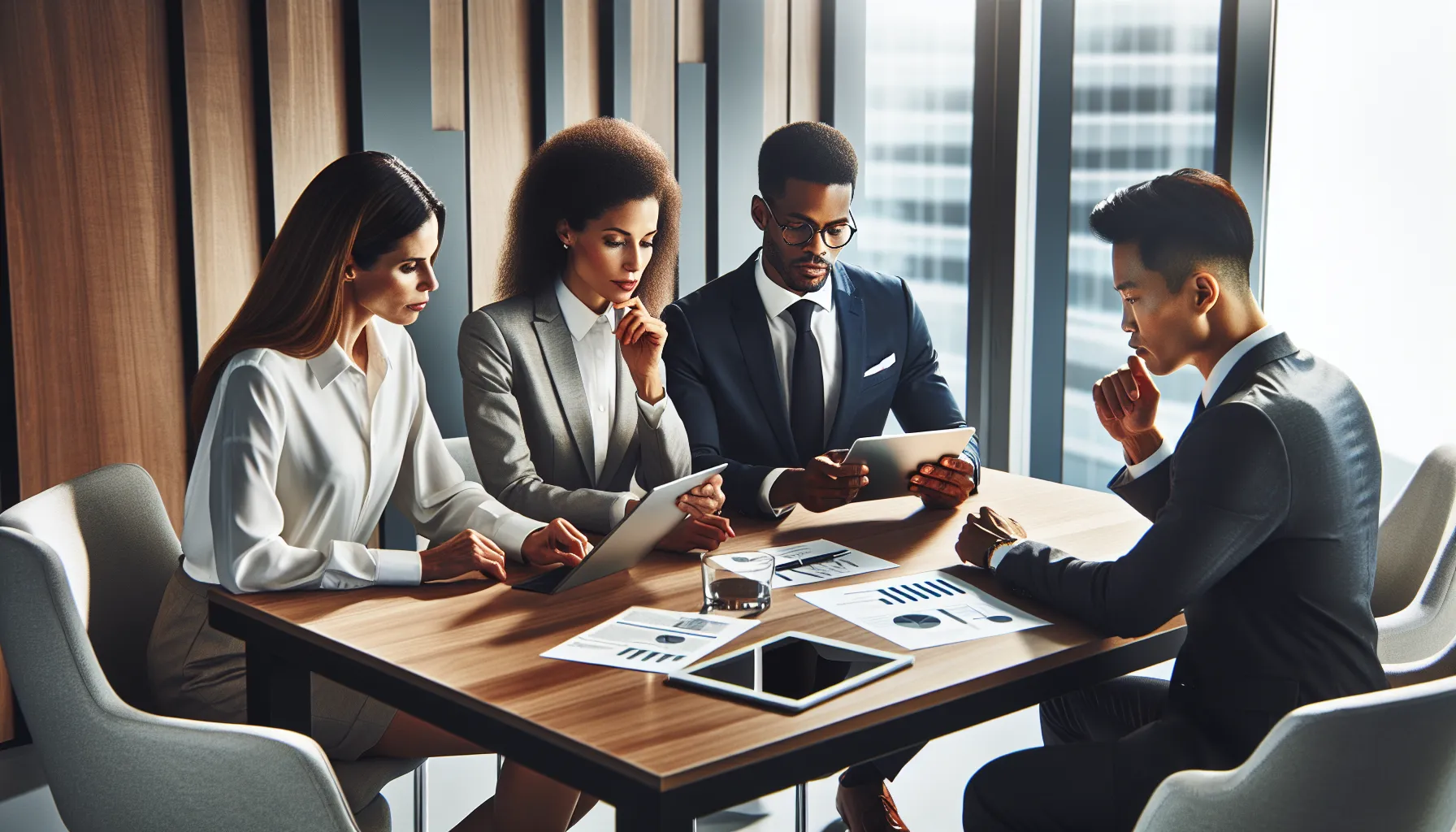 diverse team discussing challenges in a modern office.
