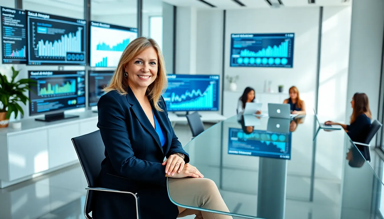 Professional portrait of Ann Anderson in a modern office setting.