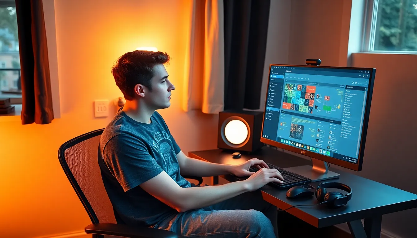 a young man using CK2Generator for Crusader Kings II on a dual monitor setup.