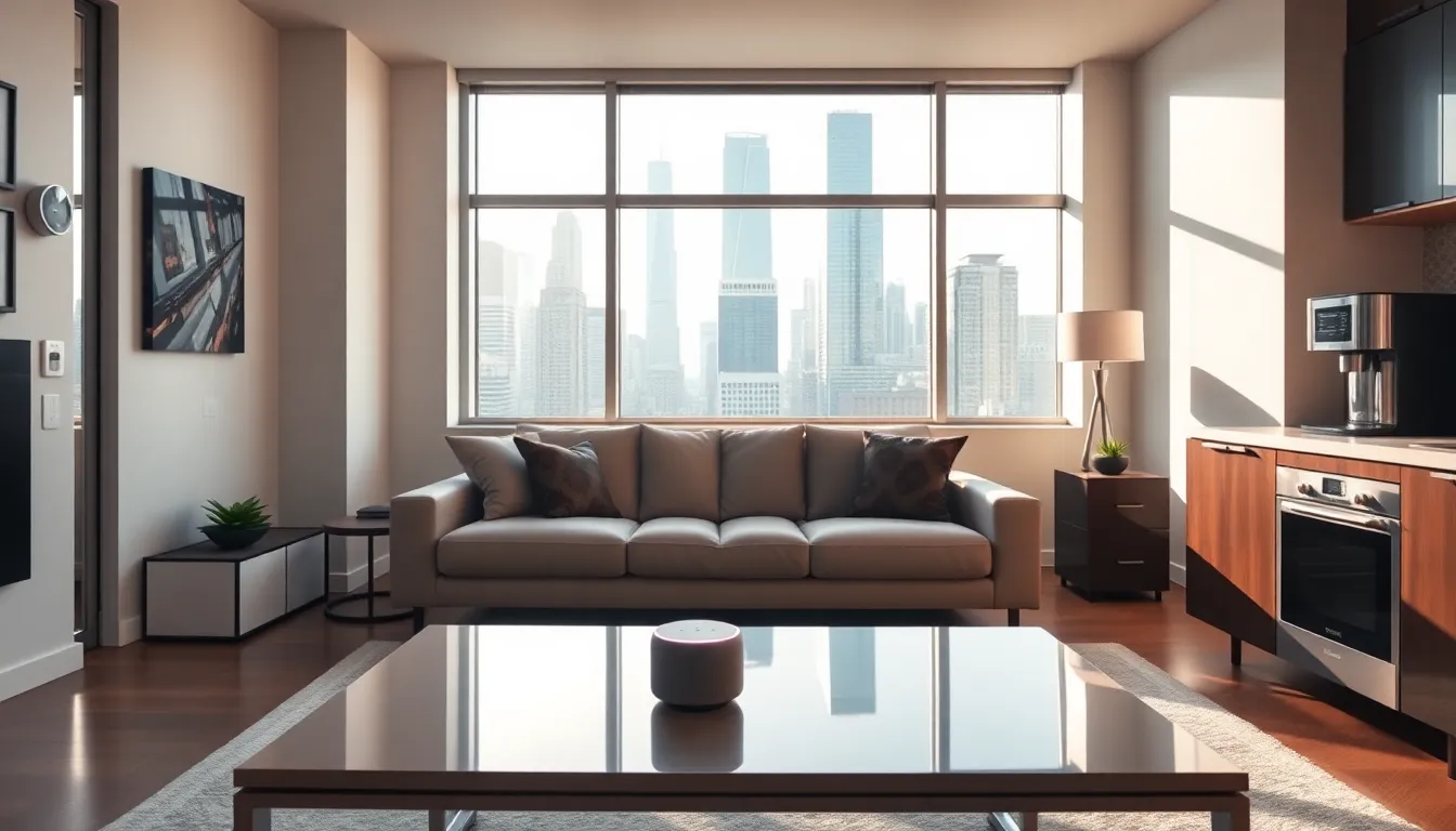 modern smart home interior with advanced technology in Chicago.