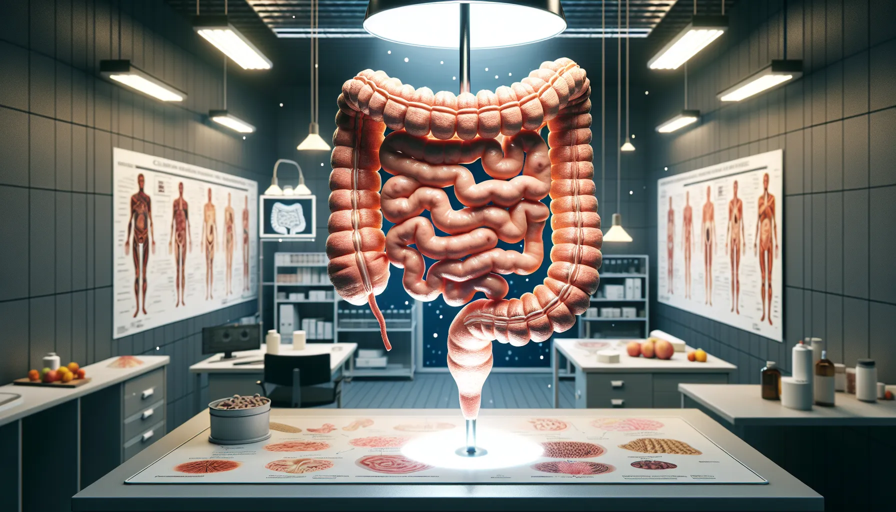 A medical illustration of celiac disease impact on the small intestine.