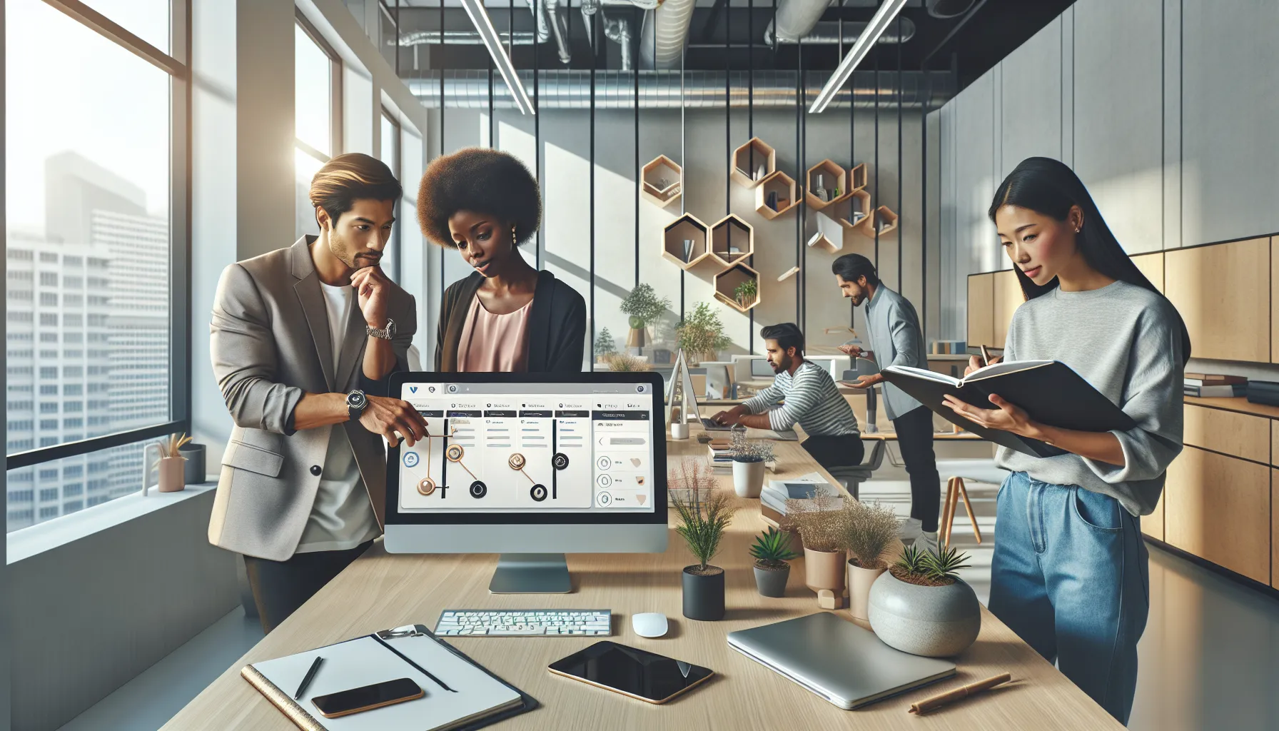 professionals collaborating in a modern office using Daysaver tools.