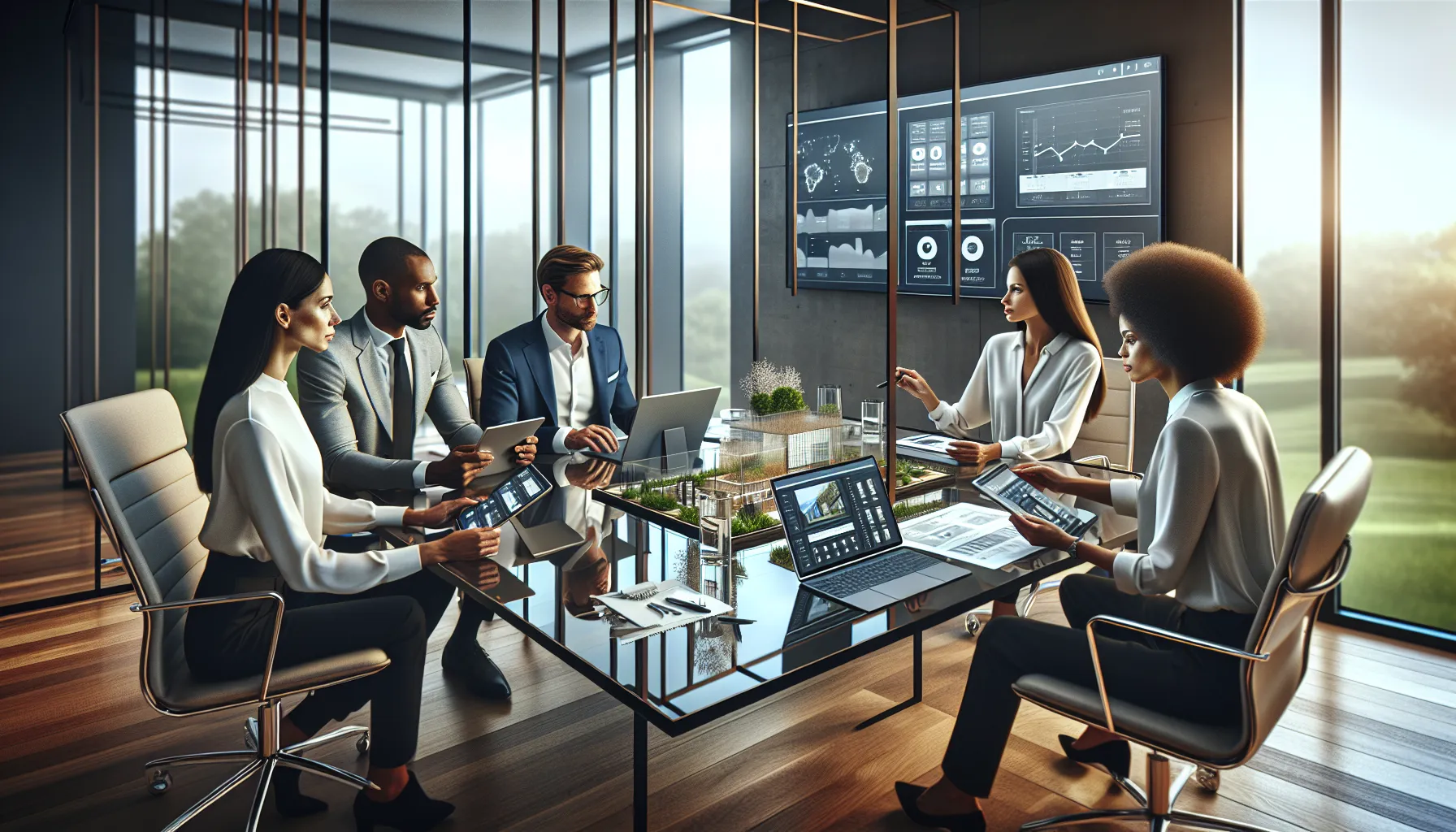 diverse team discussing GDTJ45 Builder Software in a modern office.