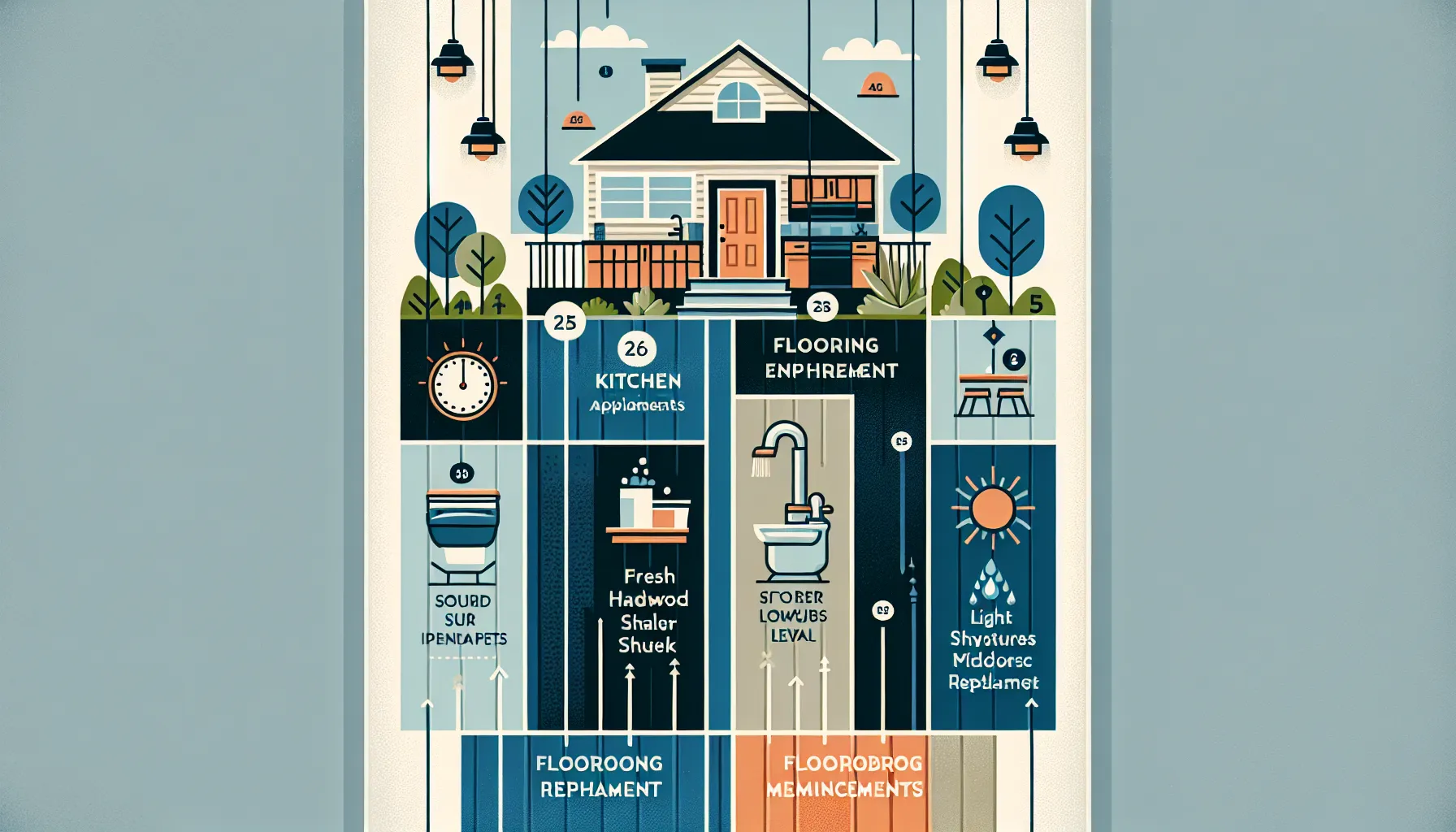 illustration comparing top home upgrade projects for Pleasant Hill houses