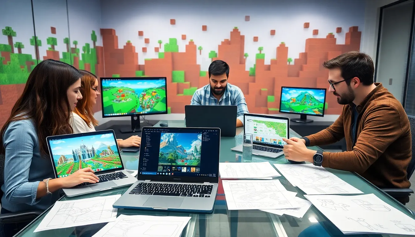 diverse team collaborating on Minecraft RedWebzine Java project.