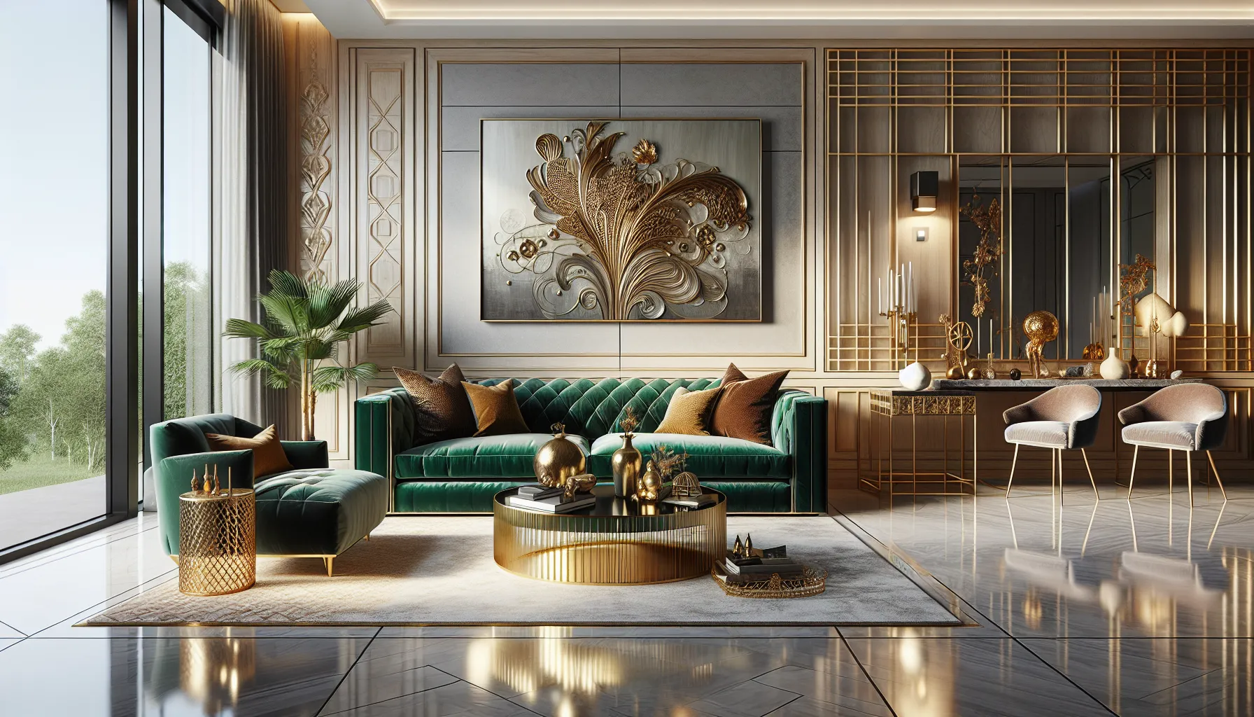 luxurious living room with modern and classic design elements.
