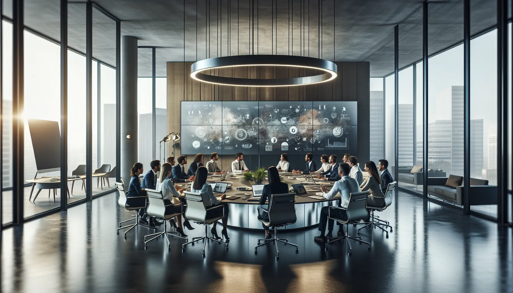 diverse team brainstorming innovative ideas in a modern office.