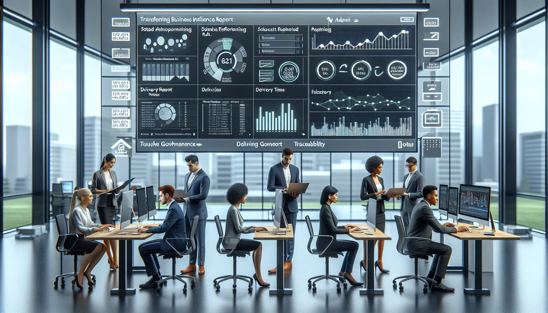 Team automating Power BI static report exports and email delivery in a modern office.