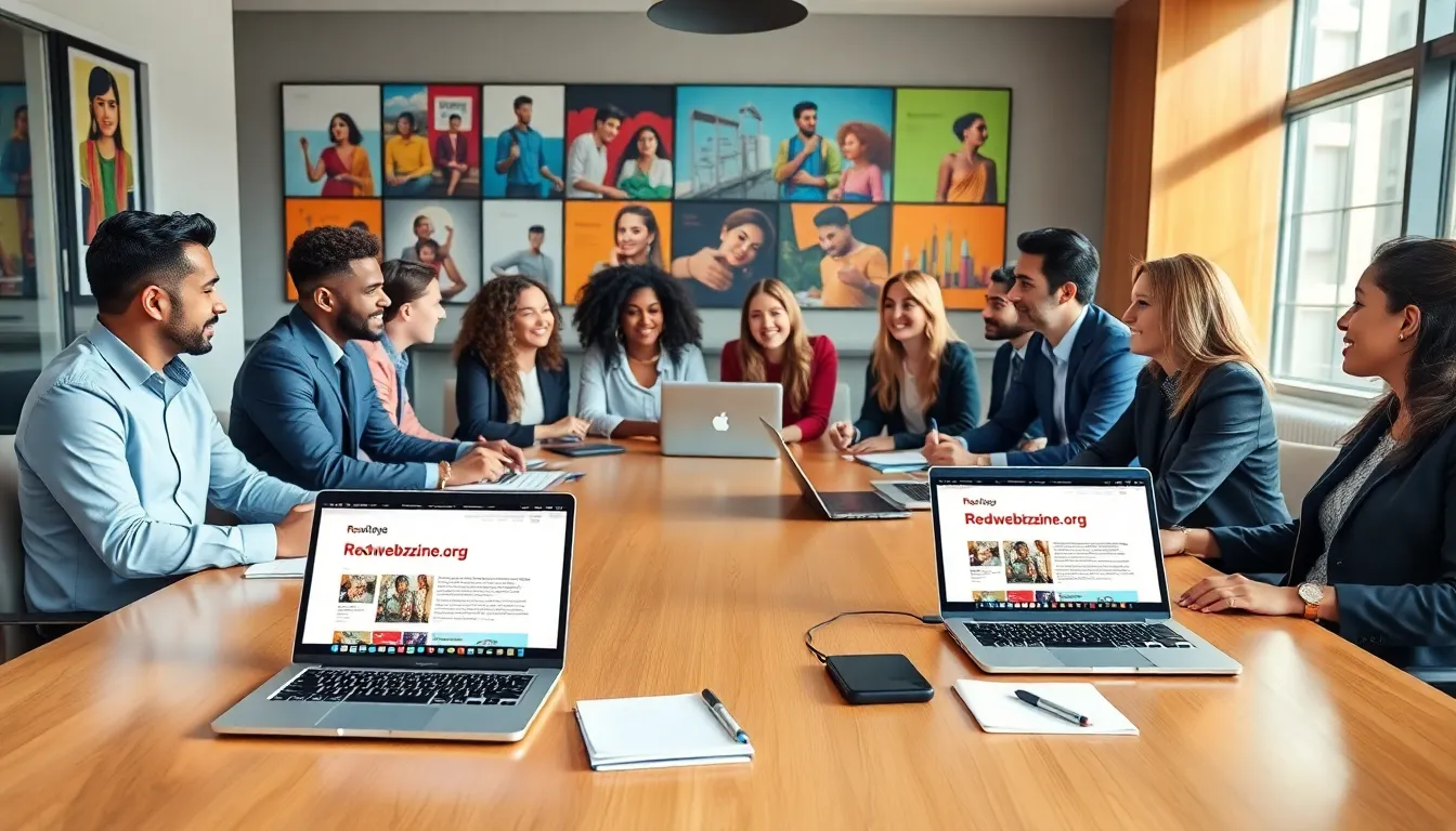 diverse team discussing ideas in a modern office setting.