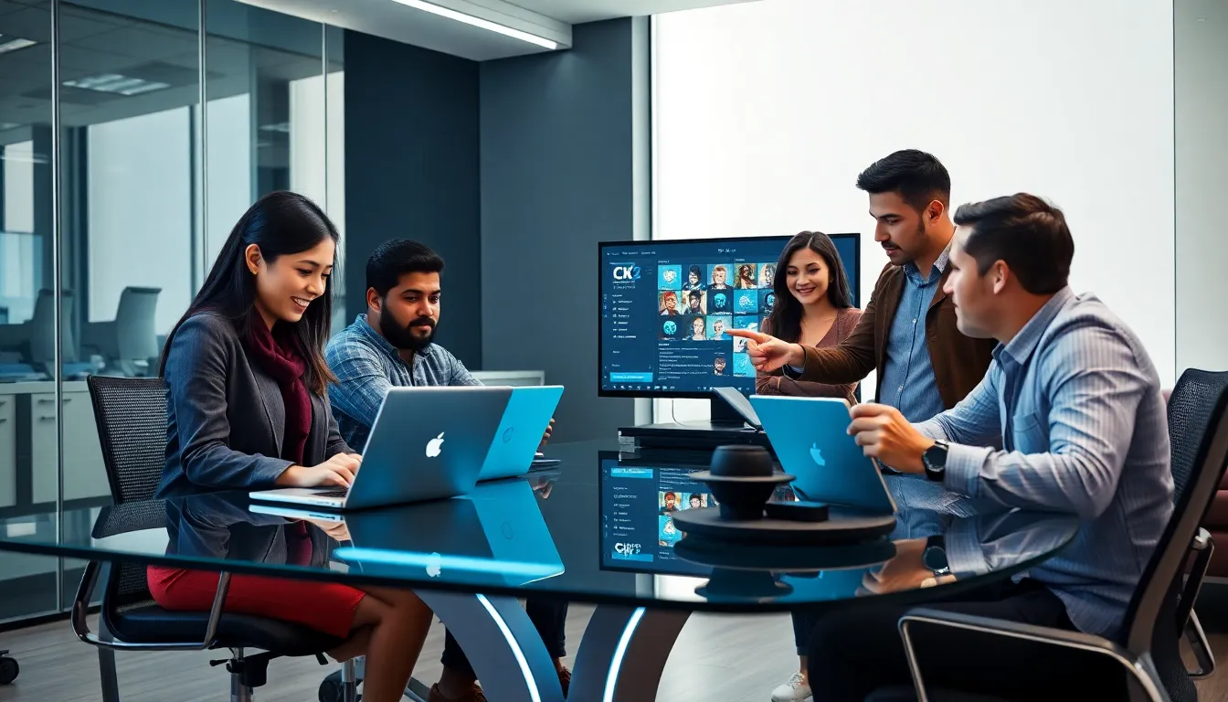 diverse team using CK2Generator in a modern office setting.
