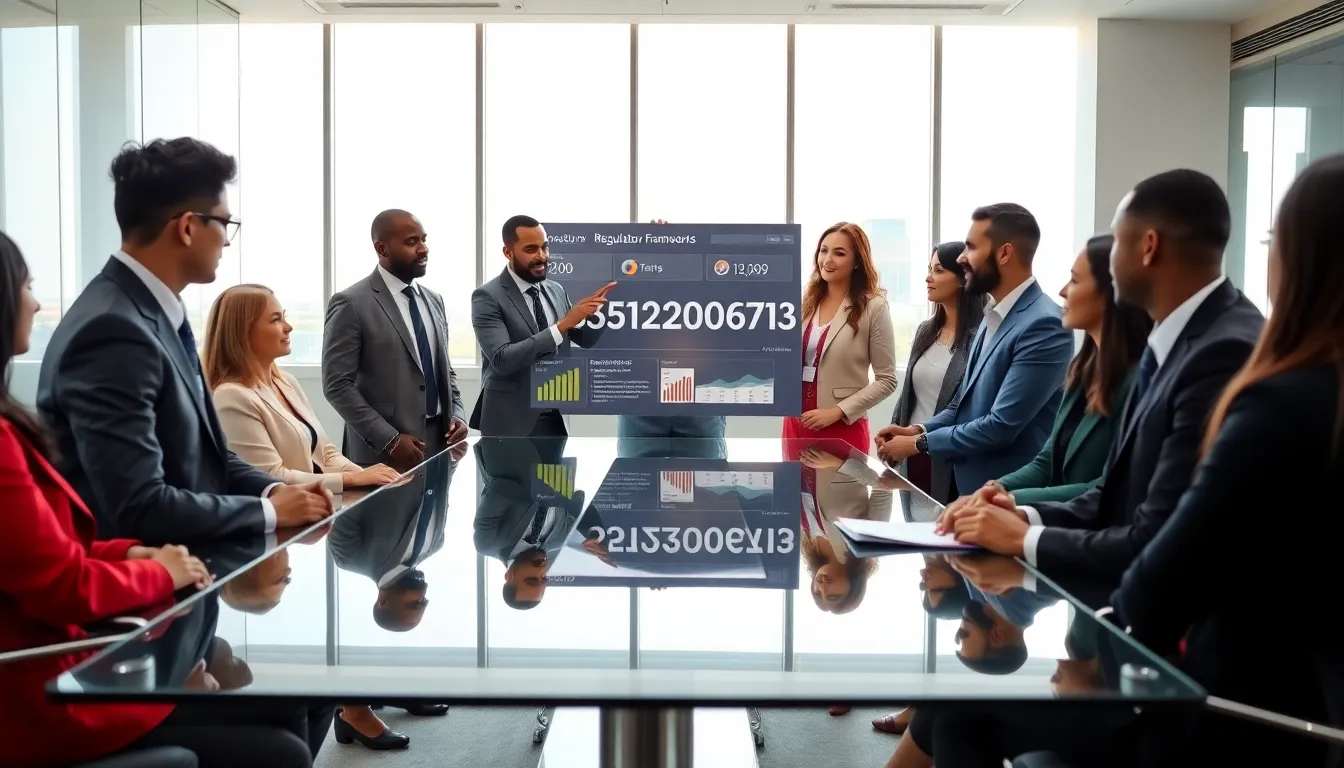 diverse professionals discussing the significance of a specific code in a conference room.