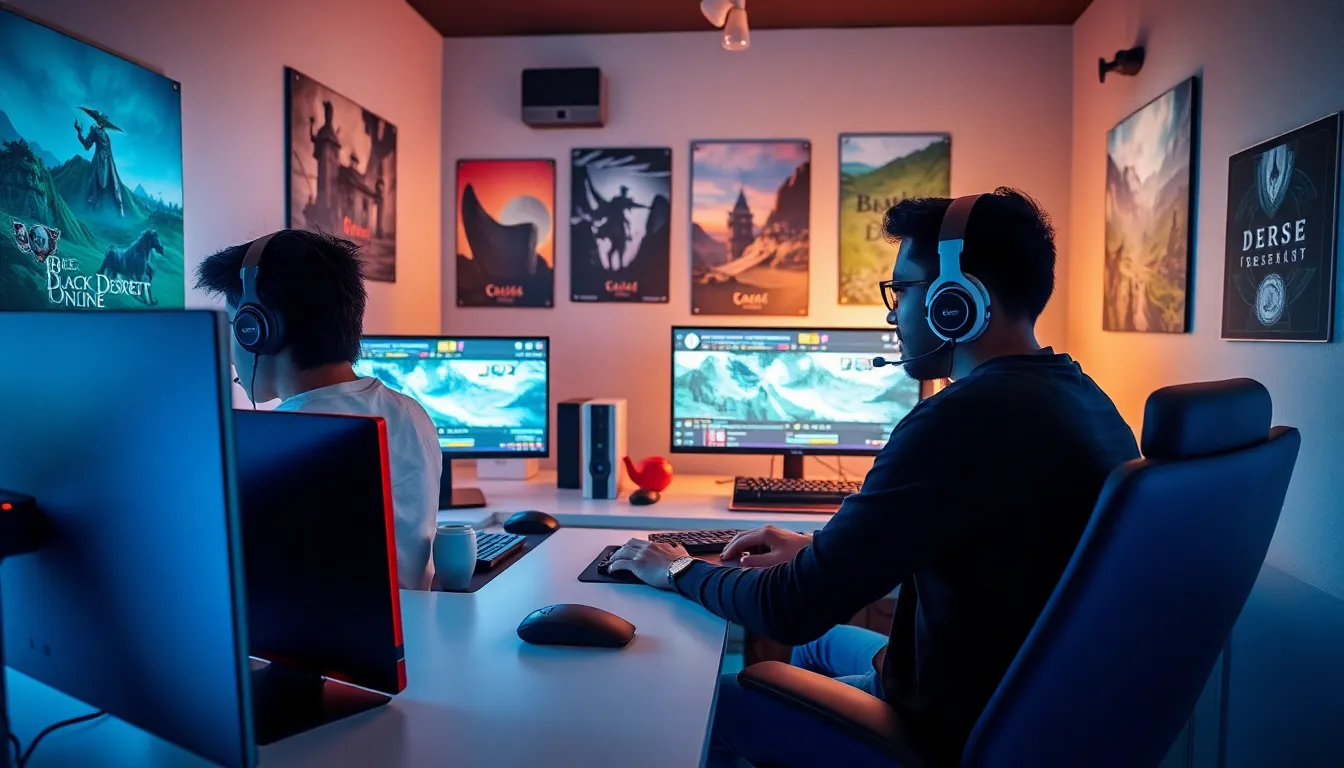 diverse gamers collaborating over Discord while playing Black Desert Online.