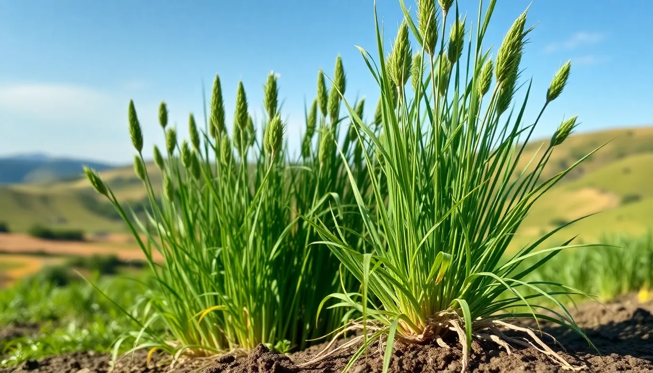 Cluster of Vetiver plants in a natural setting.