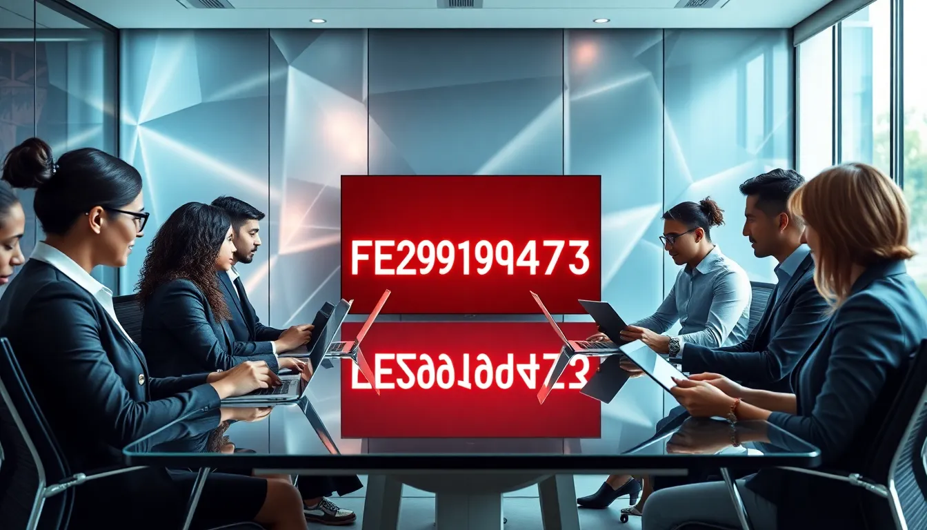 diverse professionals discussing technology in a modern office setting.