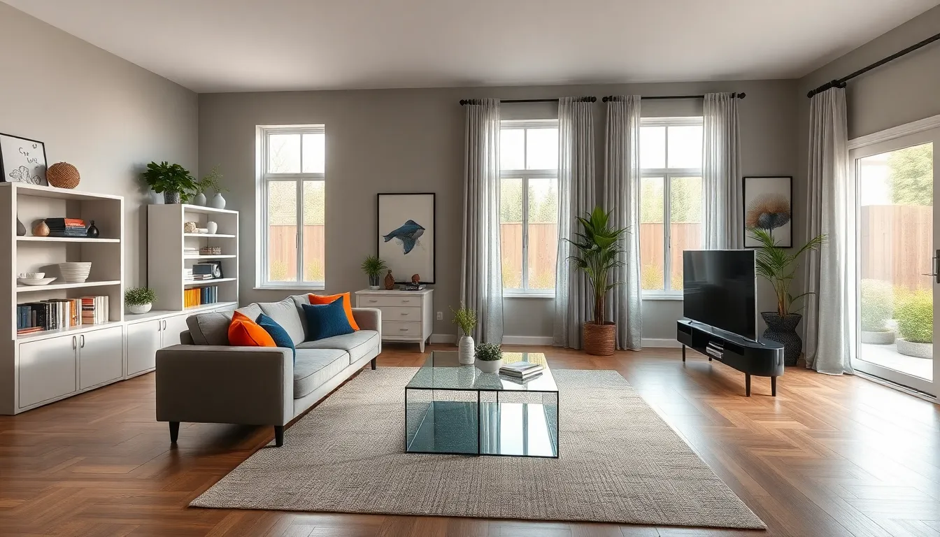 a modern living room showcasing stylish interior designs by HomeRocketRealty.