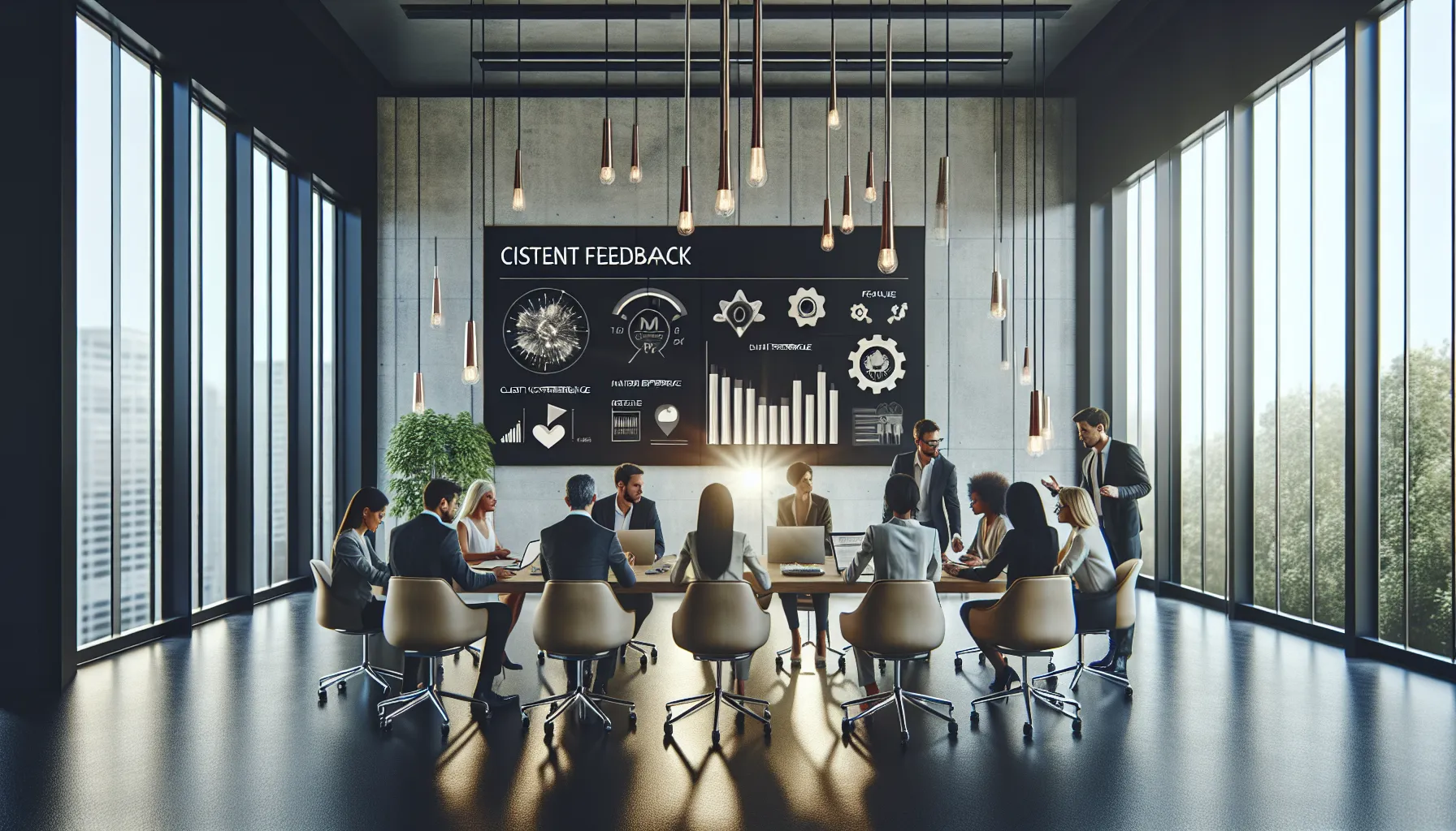 diverse team discussing user feedback in a modern office.