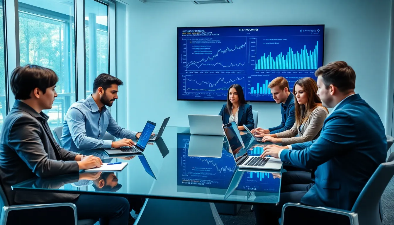 cybersecurity professionals discussing threats in a modern office.