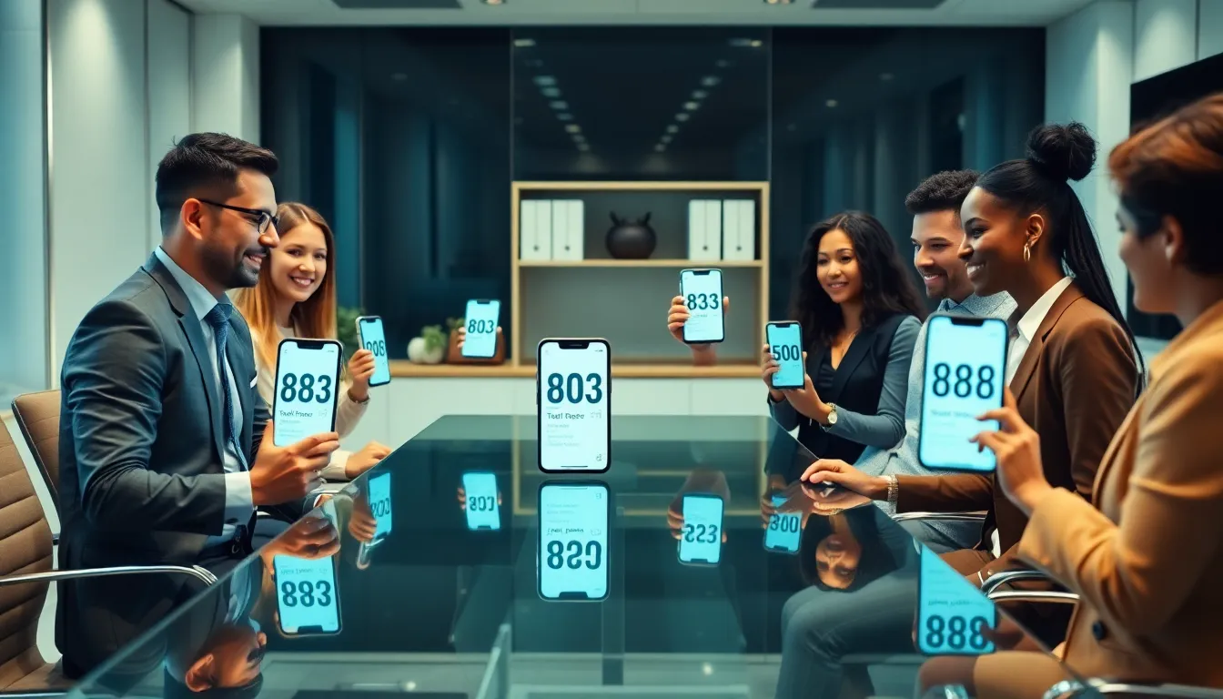 diverse team discussing toll-free numbers in a modern office.