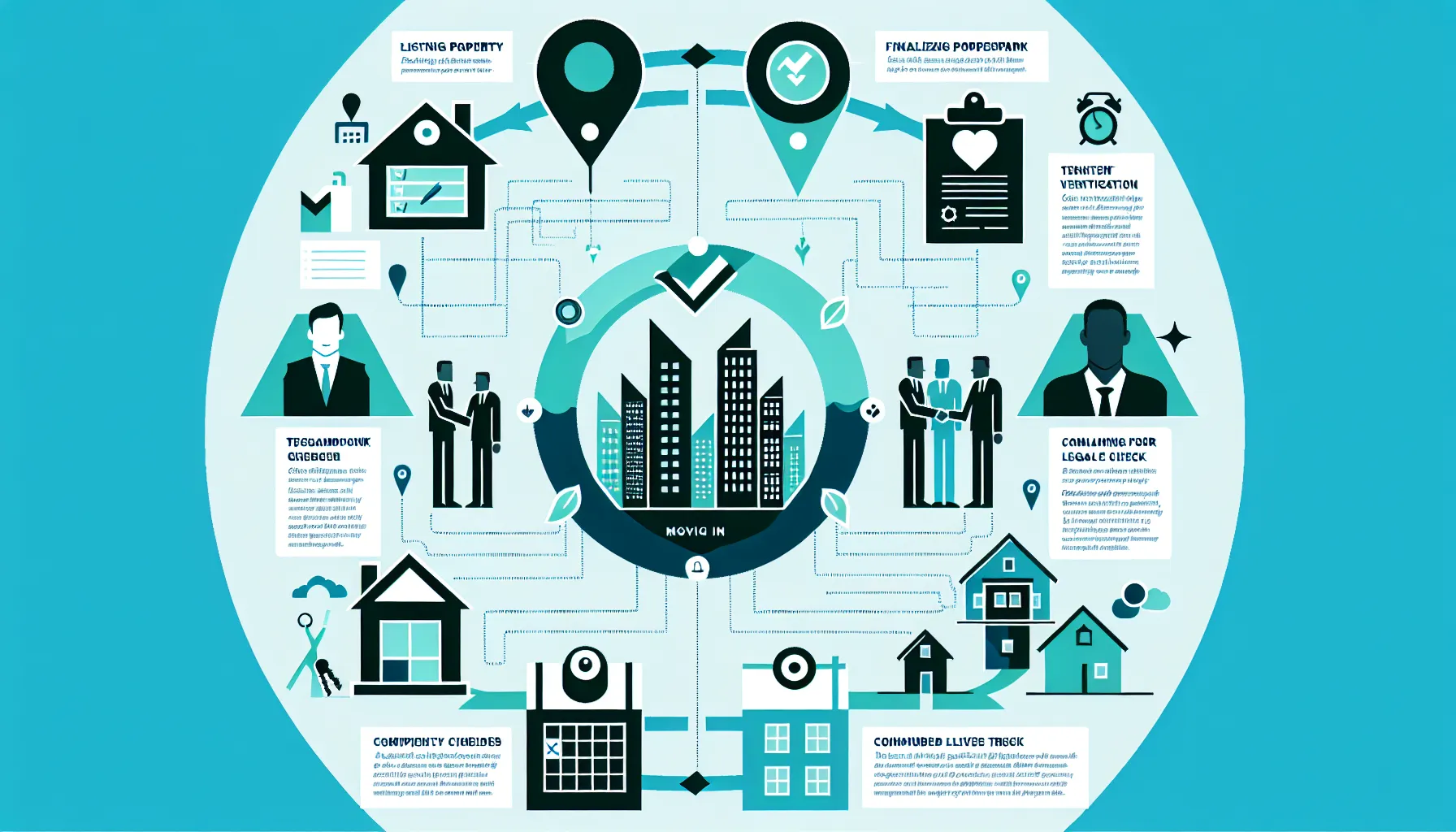 illustrated quick rent process steps for property owners and tenants in Danville
