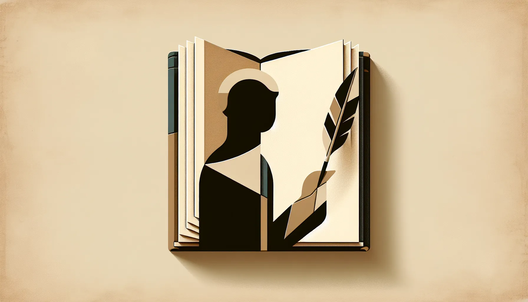 Open book with silhouette of 19th-century Croatian writer holding quill pen