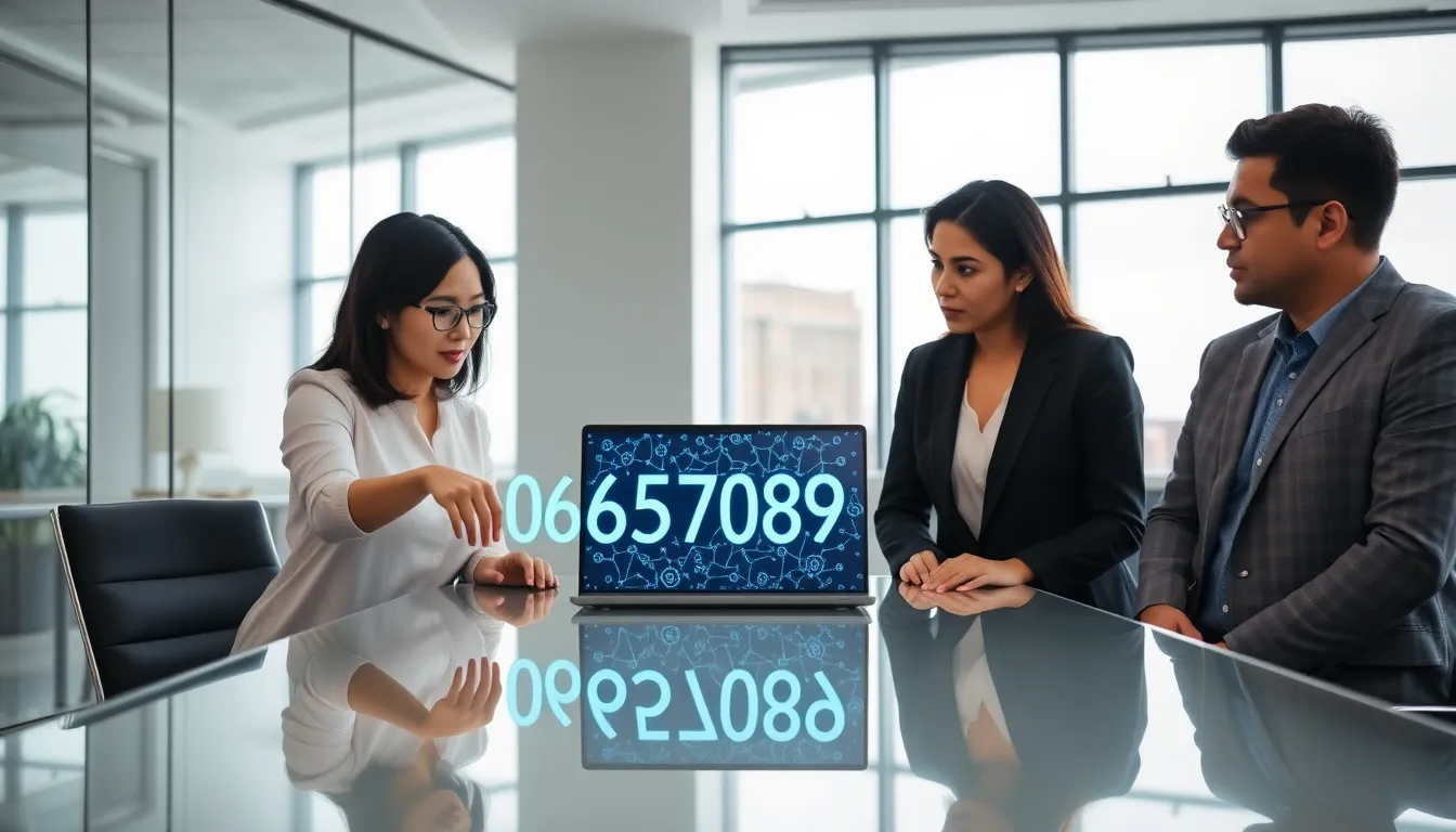 diverse team discussing the significance of 6066570895 in a modern office.