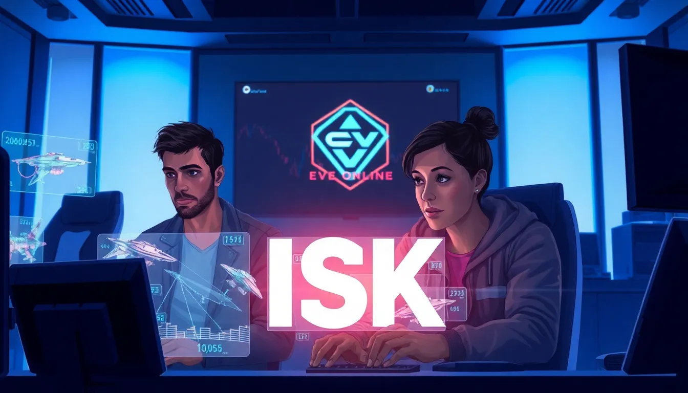 diverse players in a futuristic gaming room focused on Eve Online.