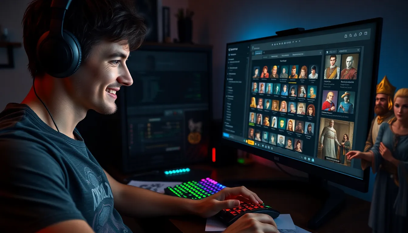 A gamer using CK2Generator to create characters for Crusader Kings II.