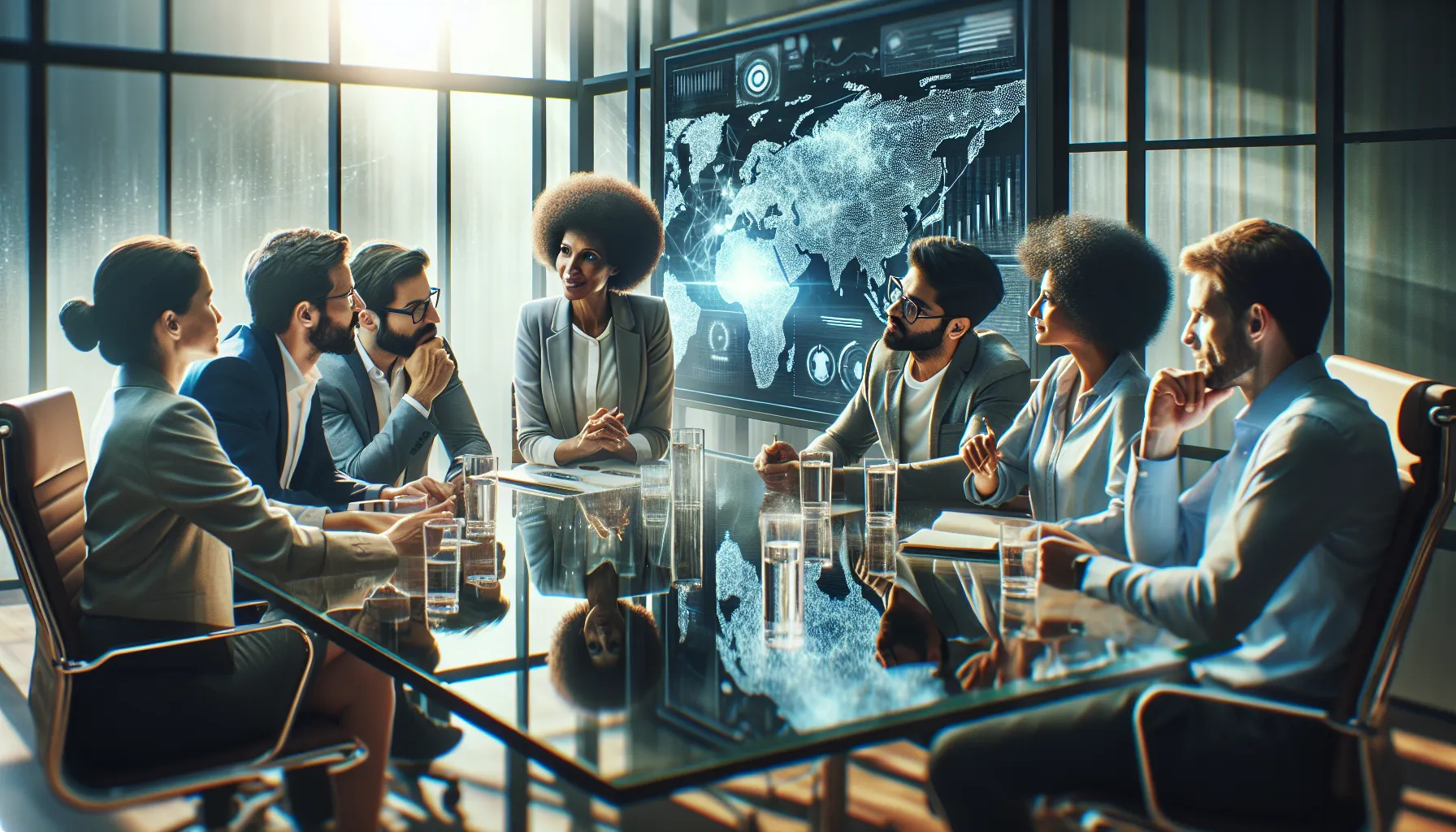 diverse team discussing Thisinhtotnghiepthpt in a modern office.